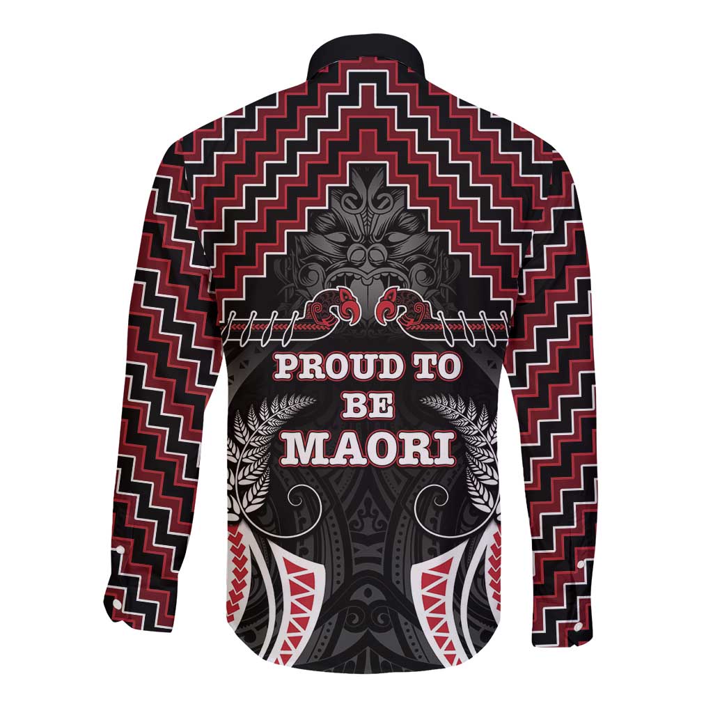 Aotearoa Long Sleeve Button Shirt Proud To Be Maori LT05 - Vibe Hoodie Shop