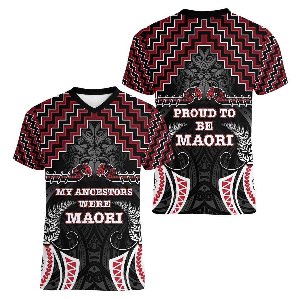 Aotearoa Women V-Neck T-Shirt Proud To Be Maori LT05 - Vibe Hoodie Shop