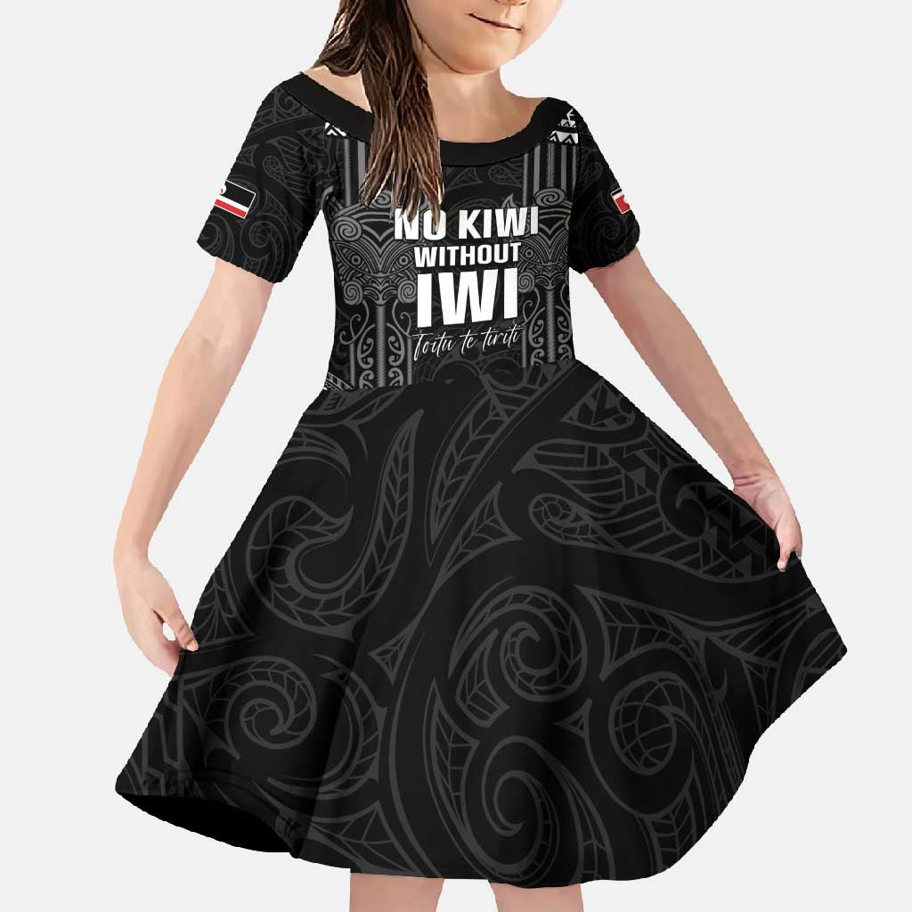 Aotearoa Toitu Te Tiriti Family Matching Short Sleeve Bodycon Dress and Hawaiian Shirt No Kiwi Without Iwi