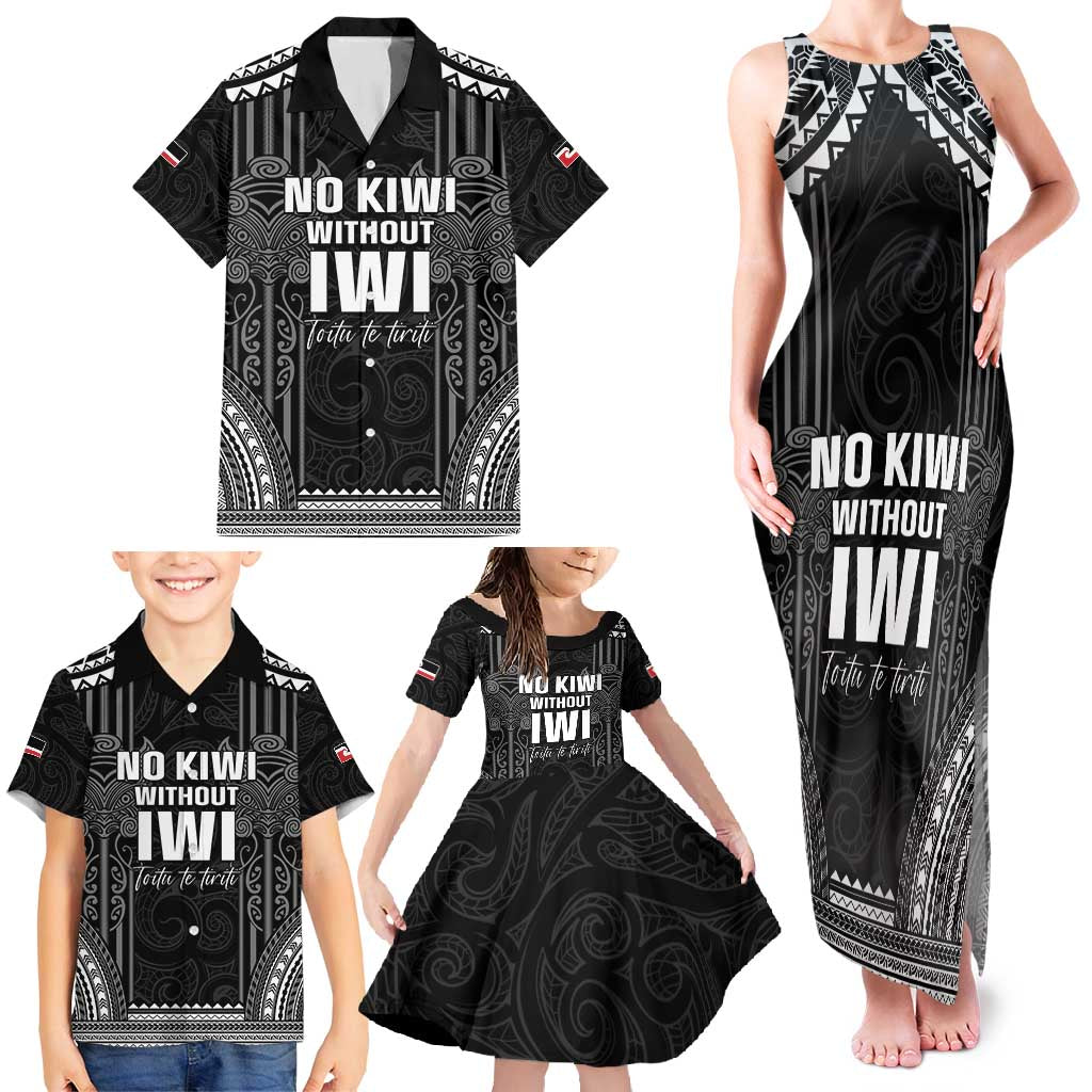 Aotearoa Toitu Te Tiriti Family Matching Tank Maxi Dress and Hawaiian Shirt No Kiwi Without Iwi