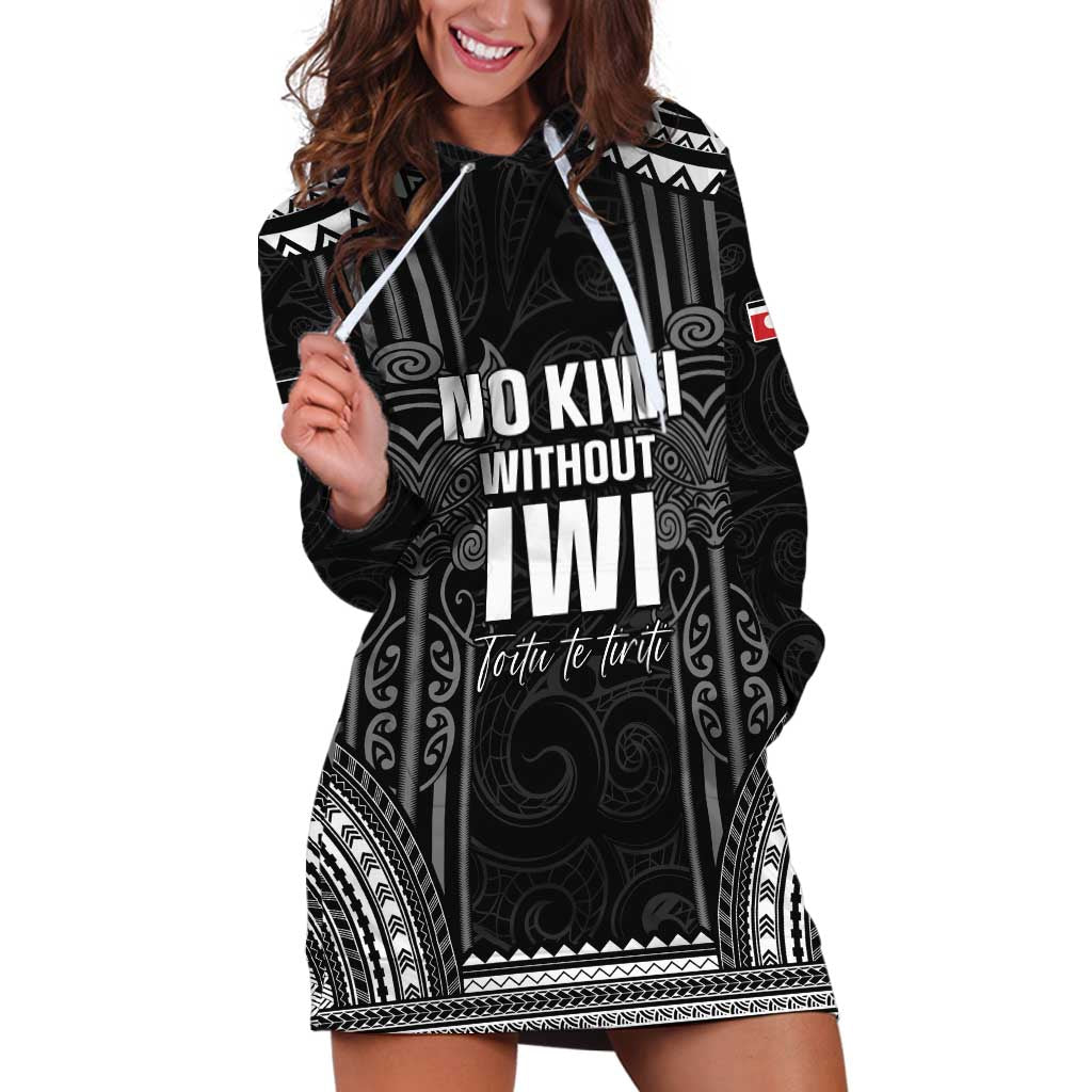 Aotearoa Toitu Te Tiriti Hoodie Dress No Kiwi Without Iwi LT05 - Vibe Hoodie Shop