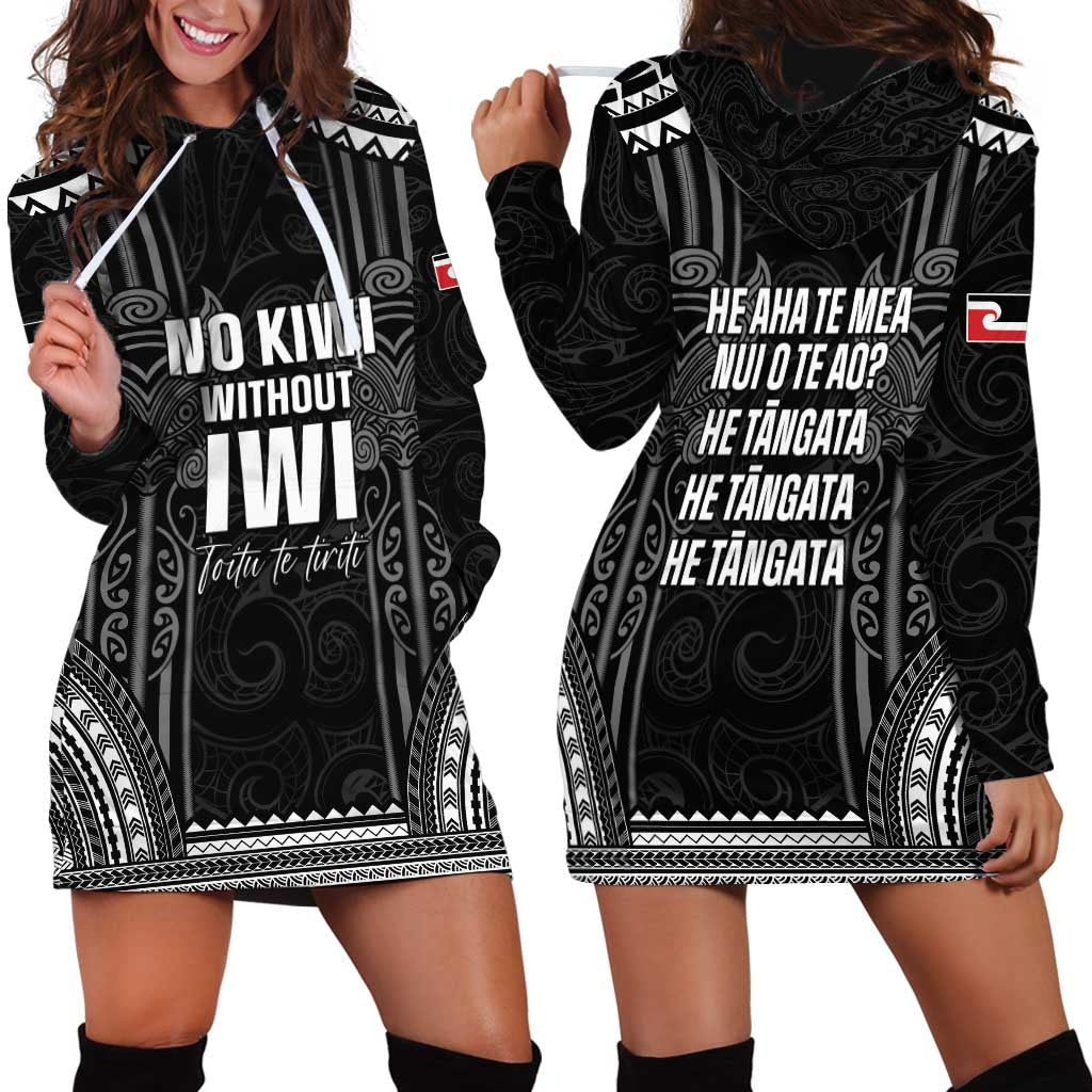 Aotearoa Toitu Te Tiriti Hoodie Dress No Kiwi Without Iwi LT05 - Vibe Hoodie Shop