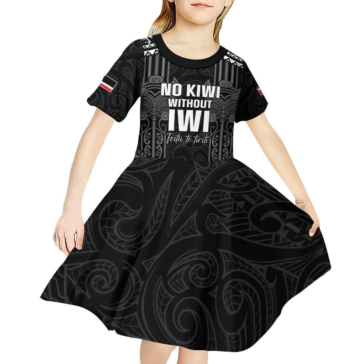 Aotearoa Toitu Te Tiriti Kid Short Sleeve Dress No Kiwi Without Iwi LT05 - Vibe Hoodie Shop