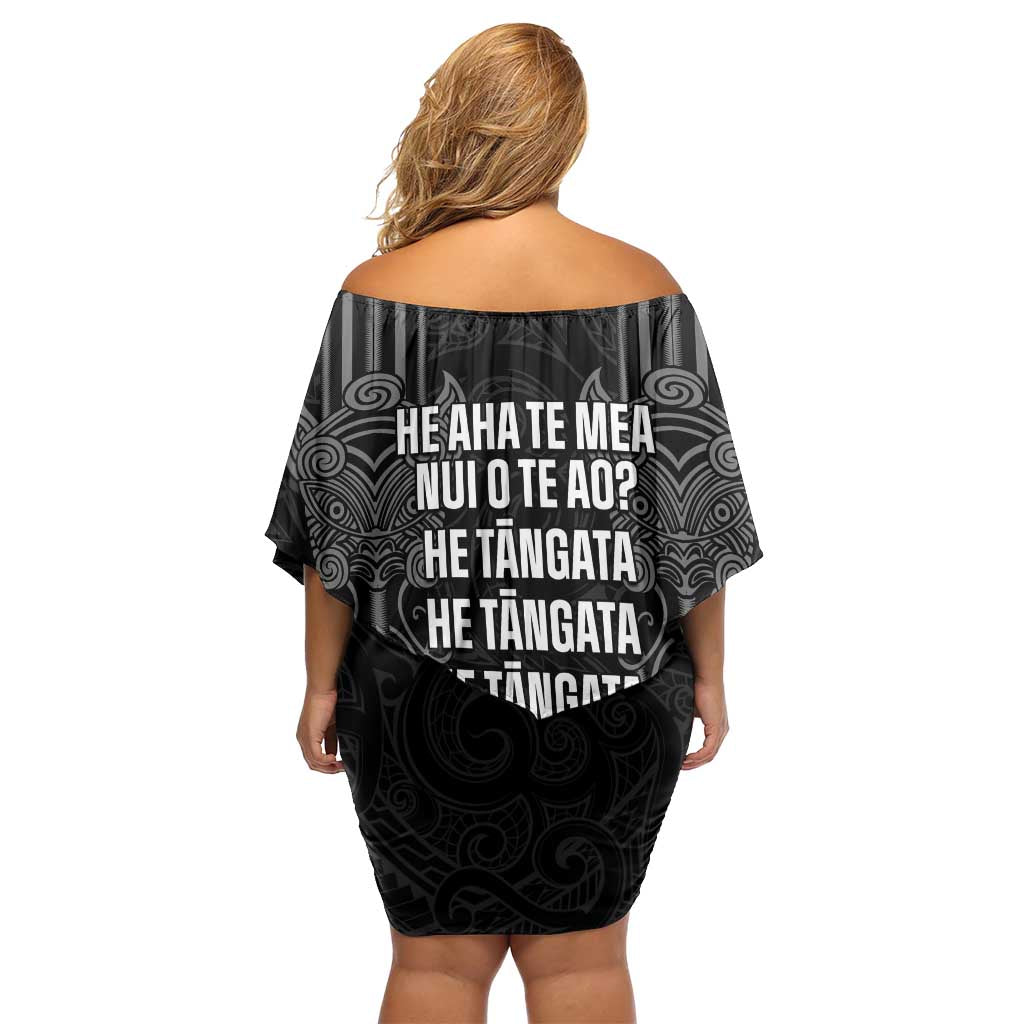 Aotearoa Toitu Te Tiriti Off Shoulder Short Dress No Kiwi Without Iwi