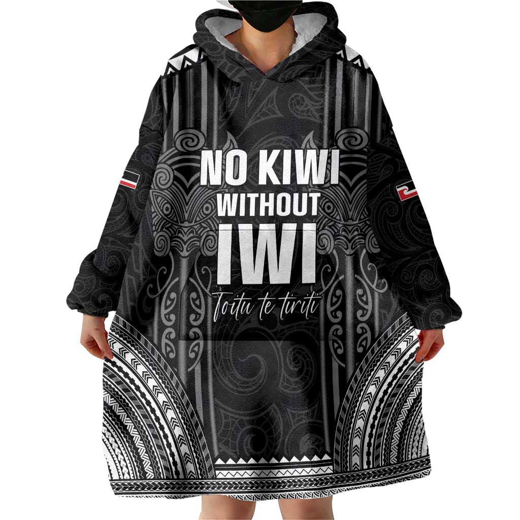 Aotearoa Toitu Te Tiriti Wearable Blanket Hoodie No Kiwi Without Iwi LT05 - Vibe Hoodie Shop