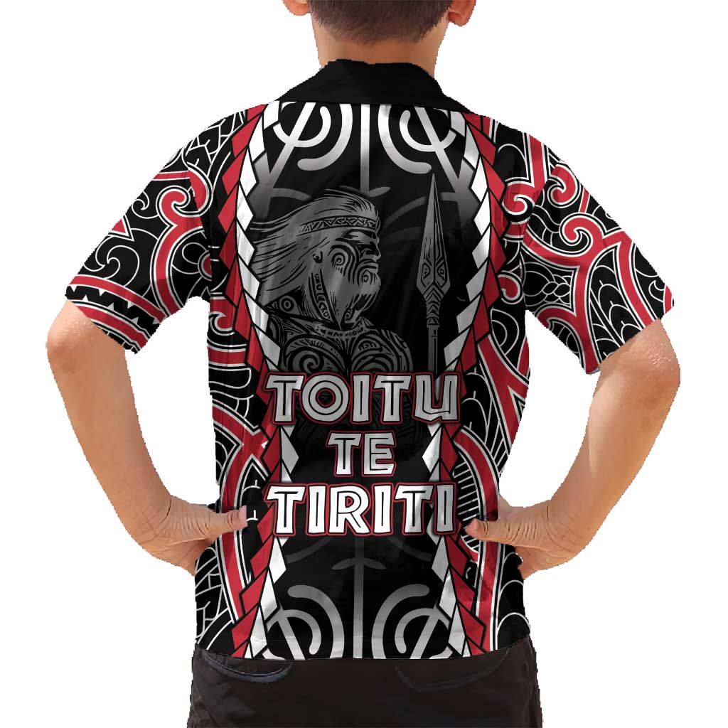 Aotearoa Waitangi Day Family Matching Off Shoulder Short Dress and Hawaiian Shirt Maori Warrior Tribal Tattoo