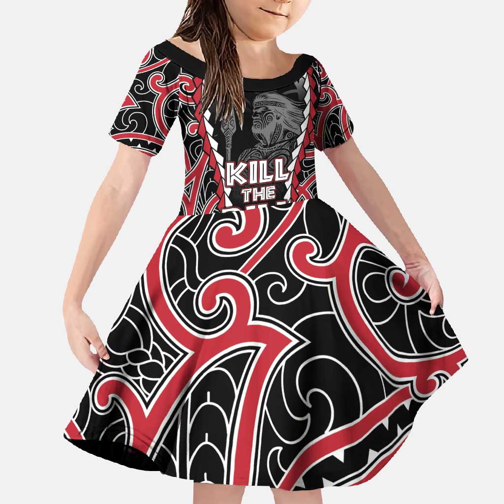 Aotearoa Waitangi Day Family Matching Short Sleeve Bodycon Dress and Hawaiian Shirt Maori Warrior Tribal Tattoo