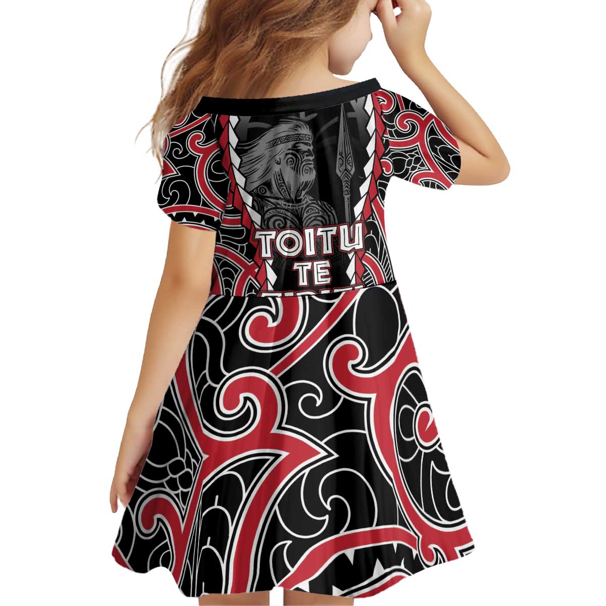 Aotearoa Waitangi Day Kid Short Sleeve Dress Maori Warrior Tribal Tattoo LT05 - Vibe Hoodie Shop