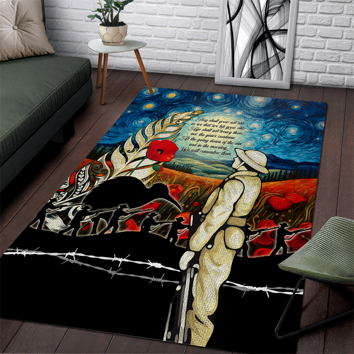 Kei Wareware Tatou New Zealand ANZAC Day Area Rug Starry Night Inspo Style LT05 - Vibe Hoodie Shop