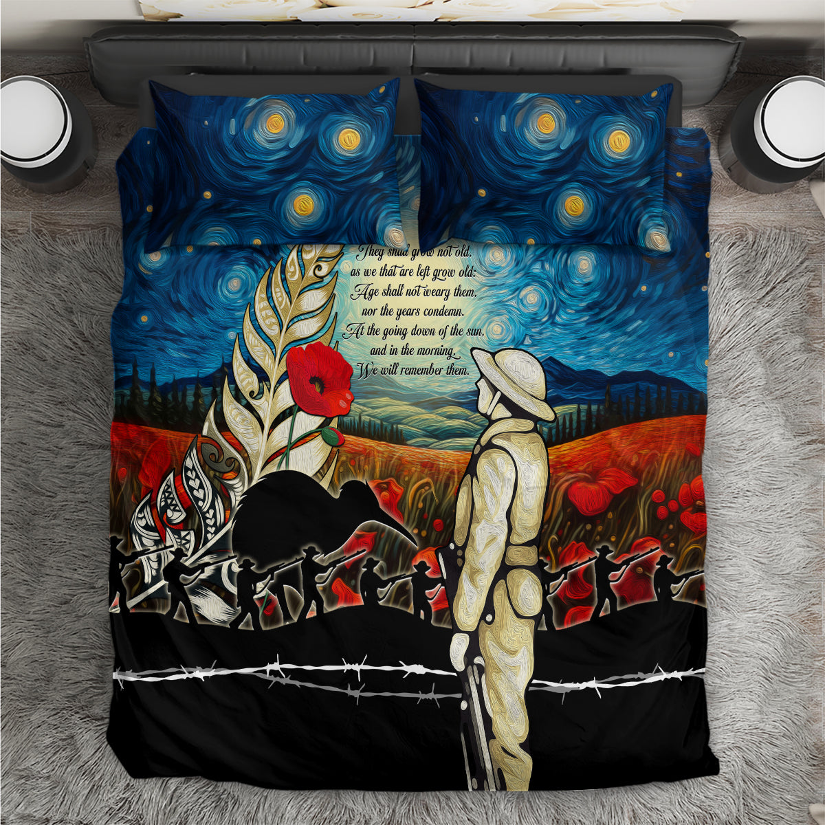 Kei Wareware Tatou New Zealand ANZAC Day Bedding Set Starry Night Inspo Style LT05 - Vibe Hoodie Shop