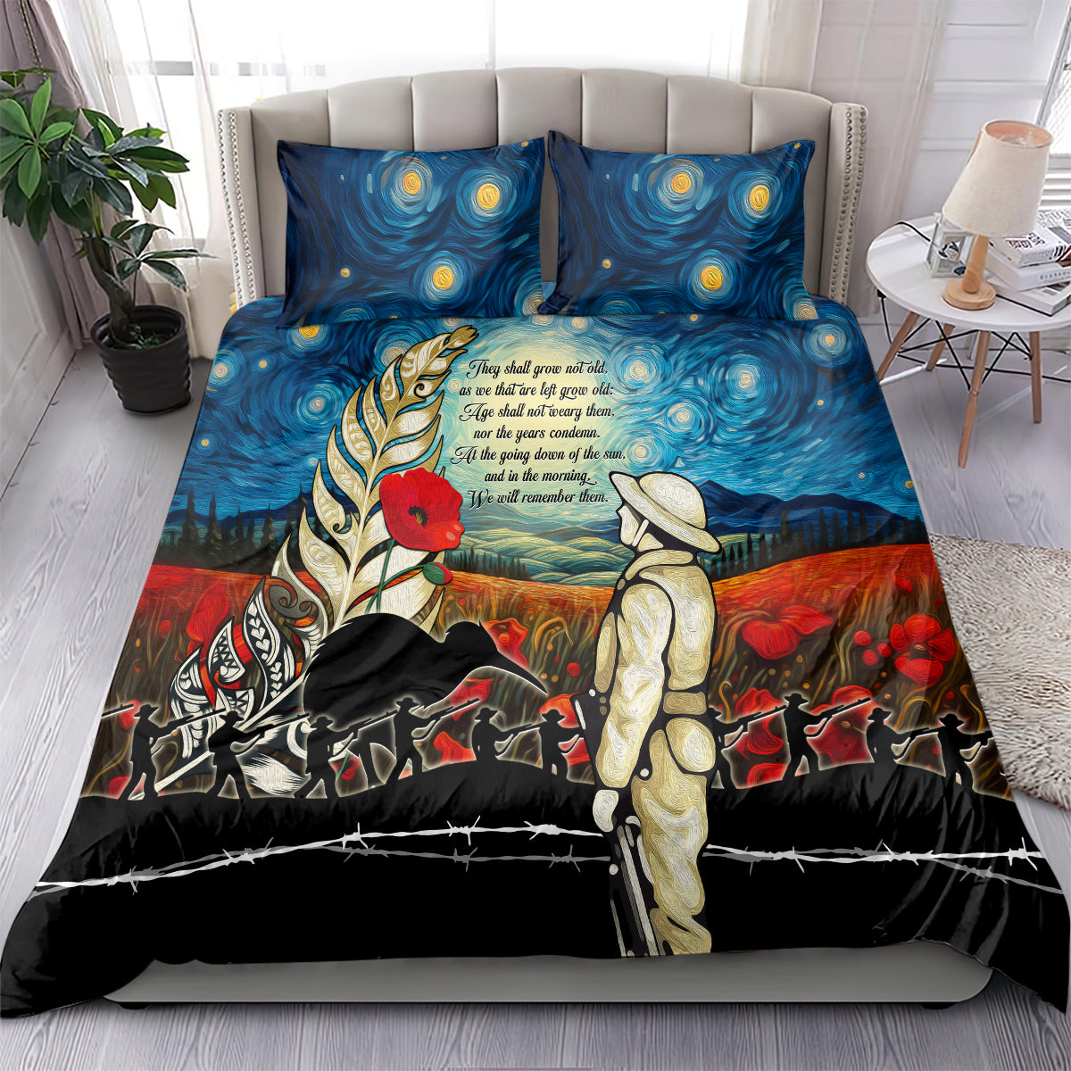 Kei Wareware Tatou New Zealand ANZAC Day Bedding Set Starry Night Inspo Style LT05 - Vibe Hoodie Shop