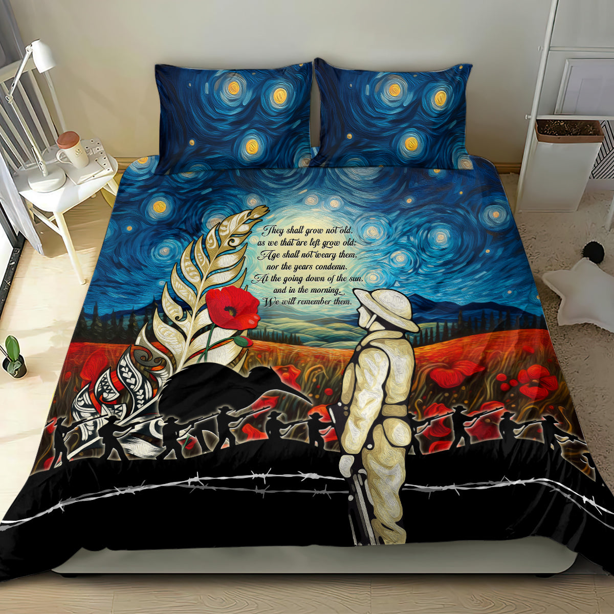 Kei Wareware Tatou New Zealand ANZAC Day Bedding Set Starry Night Inspo Style LT05 - Vibe Hoodie Shop
