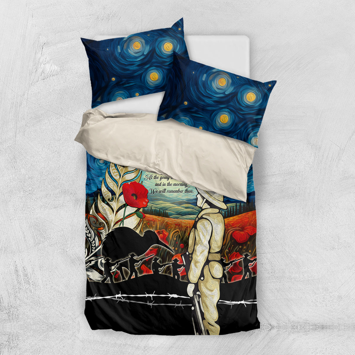 Kei Wareware Tatou New Zealand ANZAC Day Bedding Set Starry Night Inspo Style LT05 - Vibe Hoodie Shop