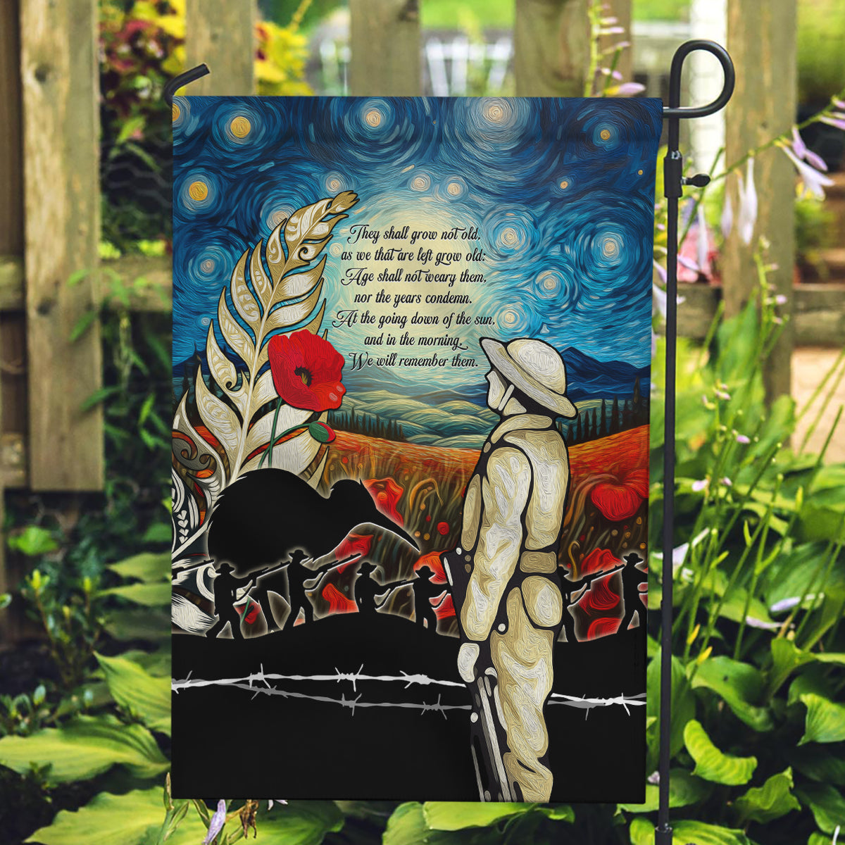 Kei Wareware Tatou New Zealand ANZAC Day Garden Flag Starry Night Inspo Style LT05 - Vibe Hoodie Shop