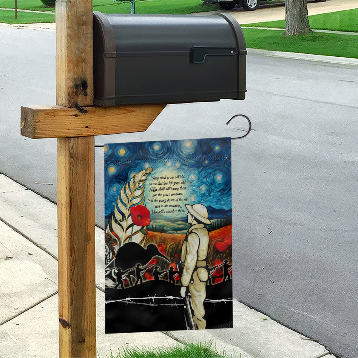 Kei Wareware Tatou New Zealand ANZAC Day Garden Flag Starry Night Inspo Style LT05 - Vibe Hoodie Shop