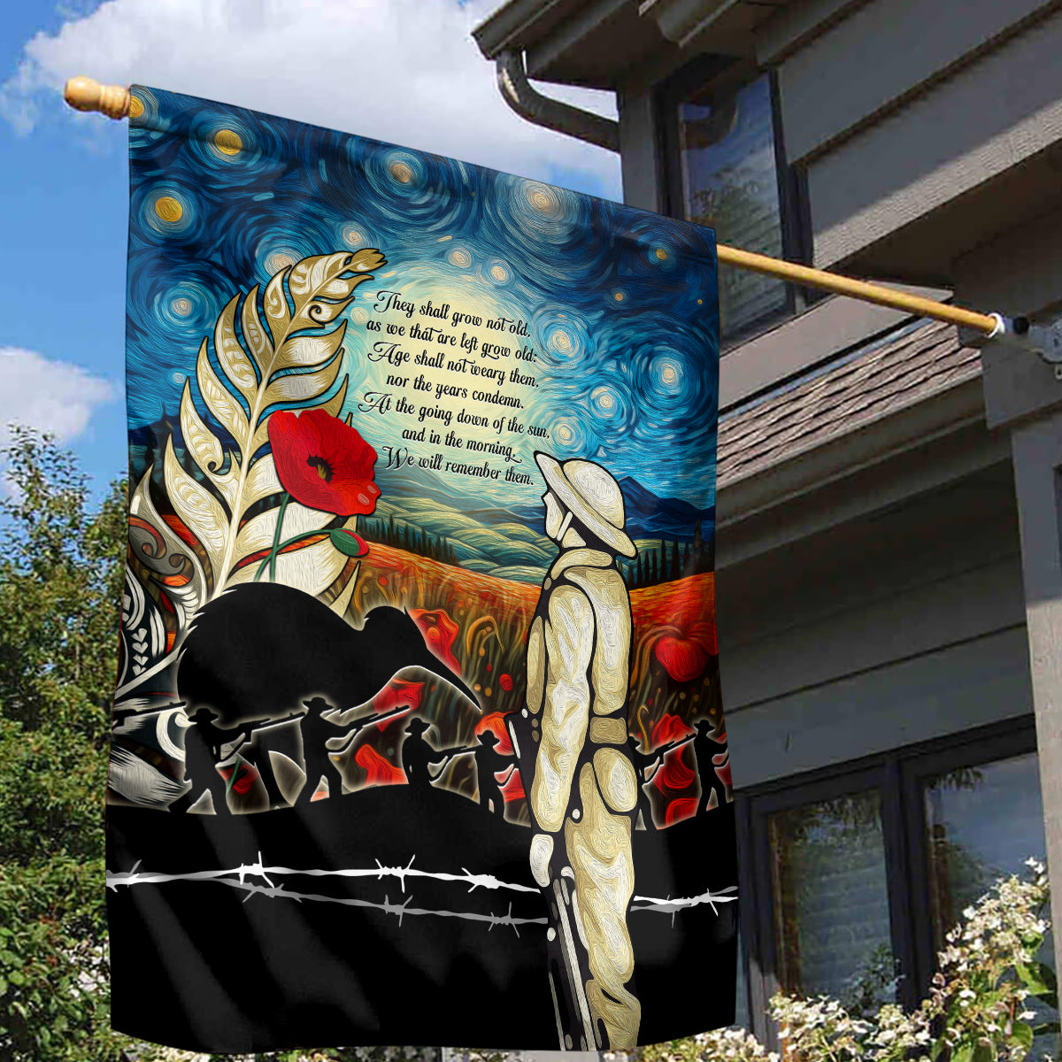 Kei Wareware Tatou New Zealand ANZAC Day Garden Flag Starry Night Inspo Style LT05 - Vibe Hoodie Shop