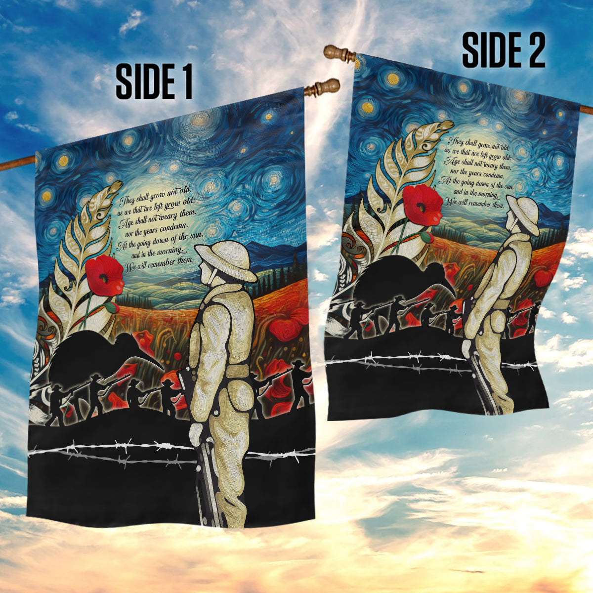 Kei Wareware Tatou New Zealand ANZAC Day Garden Flag Starry Night Inspo Style LT05 - Vibe Hoodie Shop