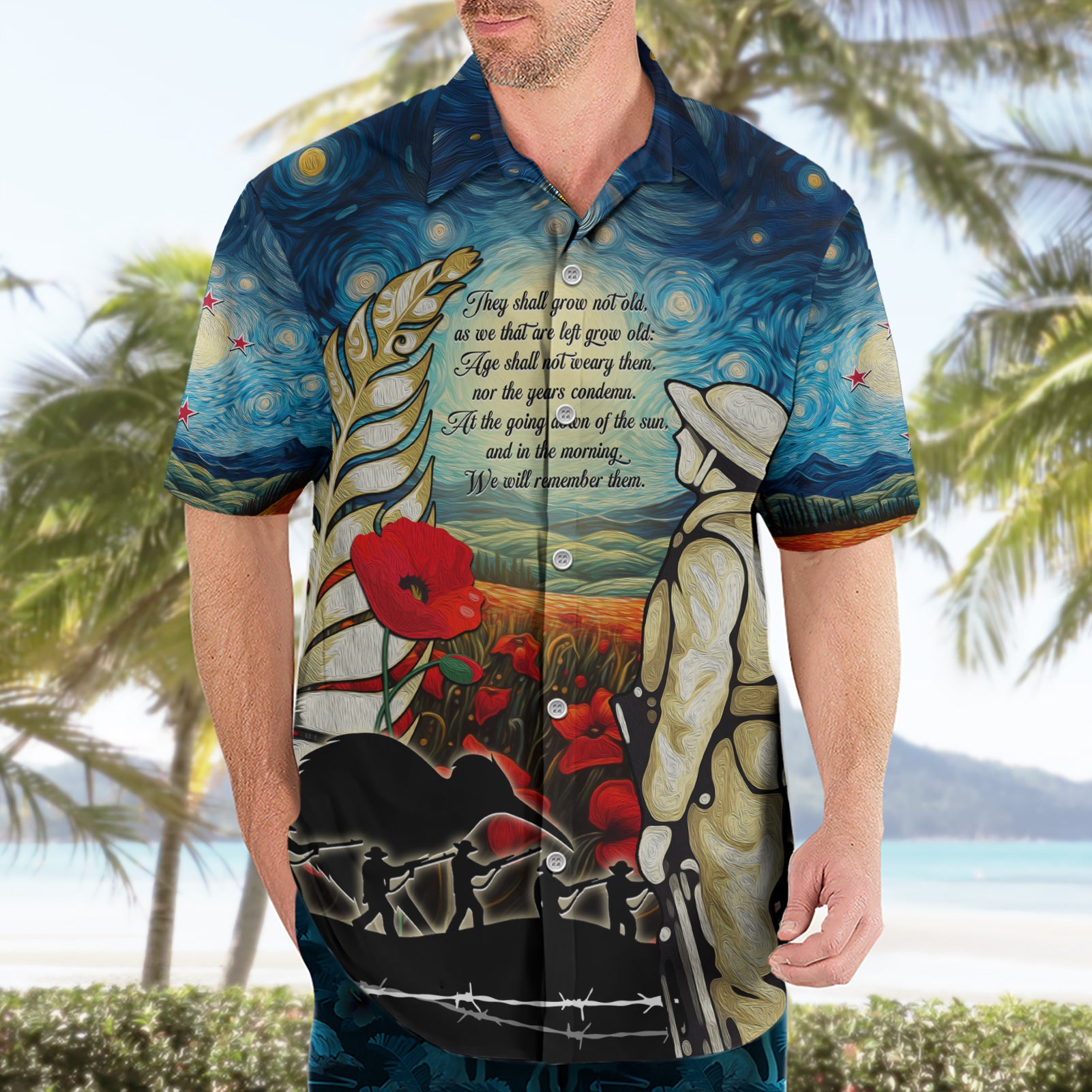 Kei Wareware Tatou New Zealand ANZAC Day Hawaiian Shirt Starry Night Inspo Style LT05 - Vibe Hoodie Shop