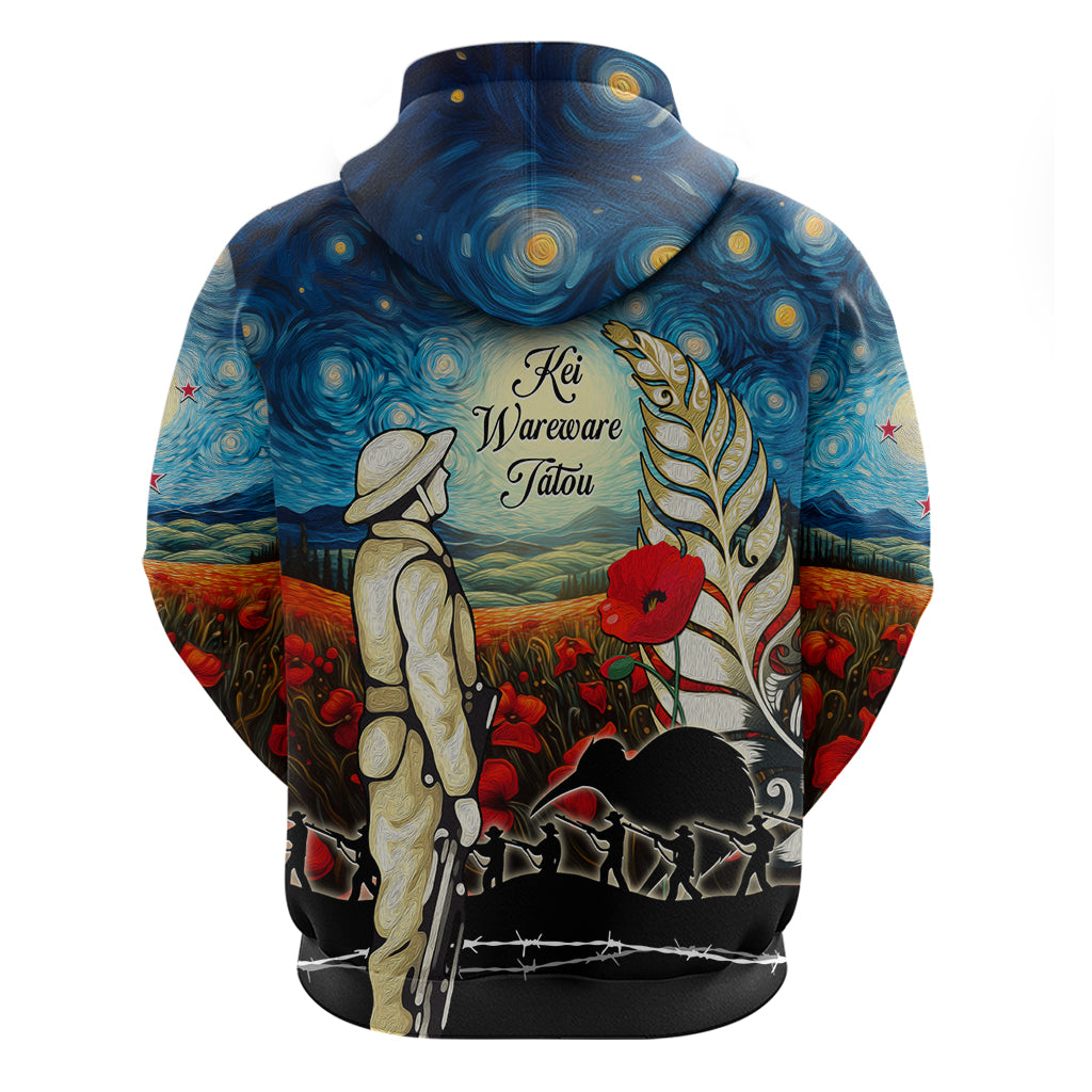 Kei Wareware Tatou New Zealand ANZAC Day Hoodie Starry Night Inspo Style LT05 - Vibe Hoodie Shop