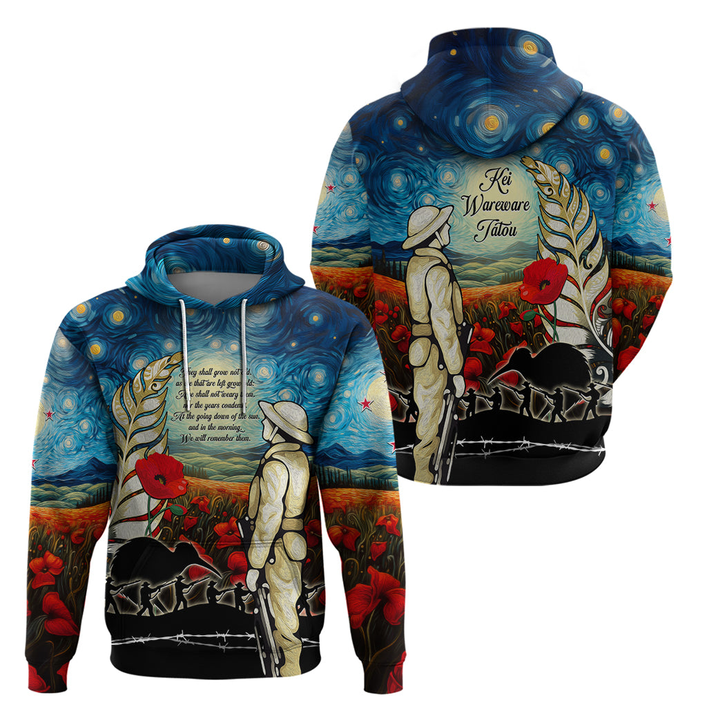 Kei Wareware Tatou New Zealand ANZAC Day Hoodie Starry Night Inspo Style LT05 - Vibe Hoodie Shop