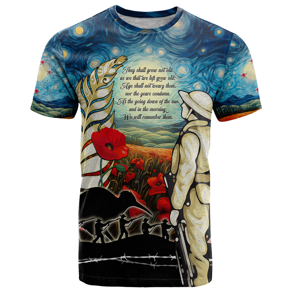 Kei Wareware Tatou New Zealand ANZAC Day T Shirt Starry Night Inspo Style LT05 - Vibe Hoodie Shop