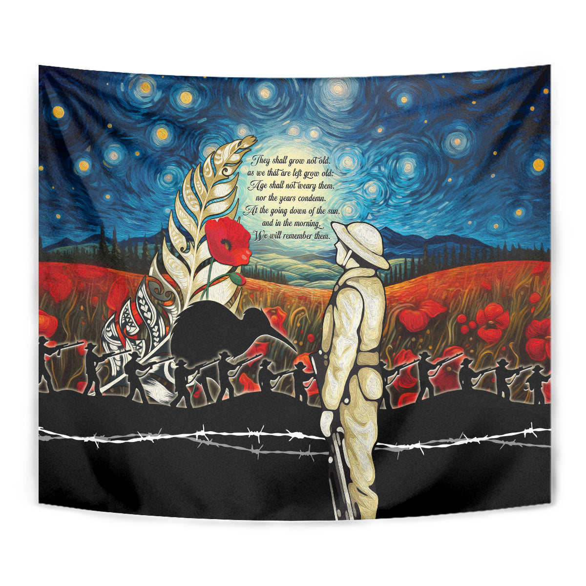 Kei Wareware Tatou New Zealand ANZAC Day Tapestry Starry Night Inspo Style LT05 - Vibe Hoodie Shop