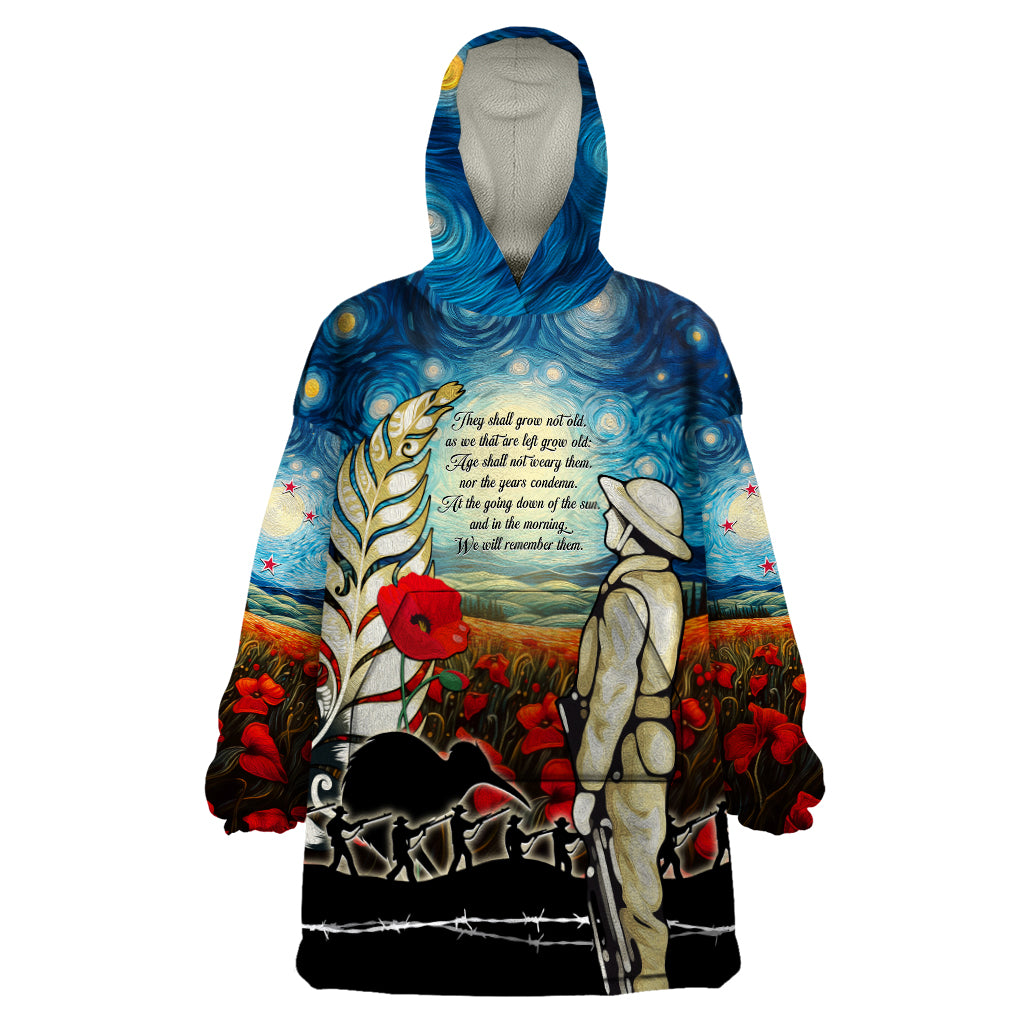 Kei Wareware Tatou New Zealand ANZAC Day Wearable Blanket Hoodie Starry Night Inspo Style LT05 - Vibe Hoodie Shop