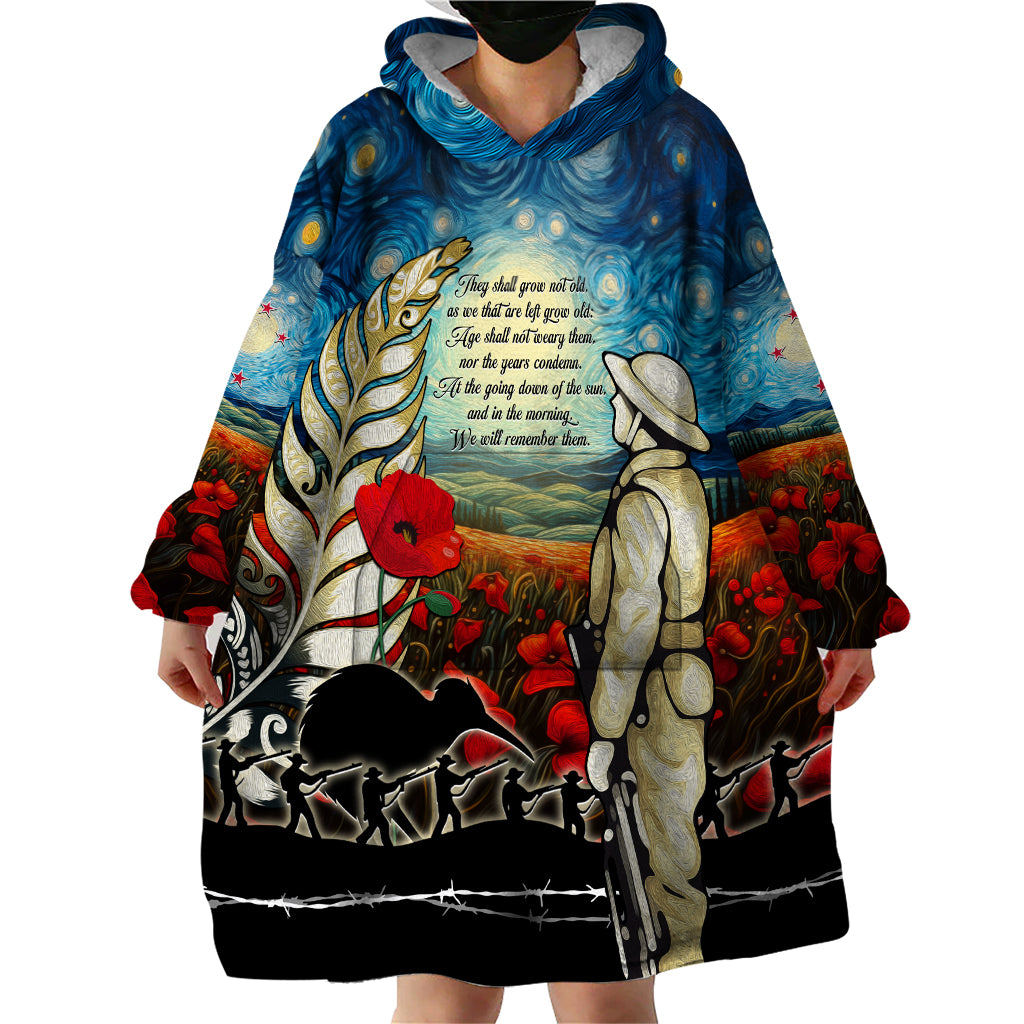 Kei Wareware Tatou New Zealand ANZAC Day Wearable Blanket Hoodie Starry Night Inspo Style LT05 - Vibe Hoodie Shop