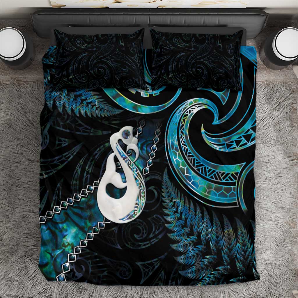 New Zealand Aotearoa Bedding Set Maori Manaia Paua Shell Glitter Turquoise LT05 - Vibe Hoodie Shop