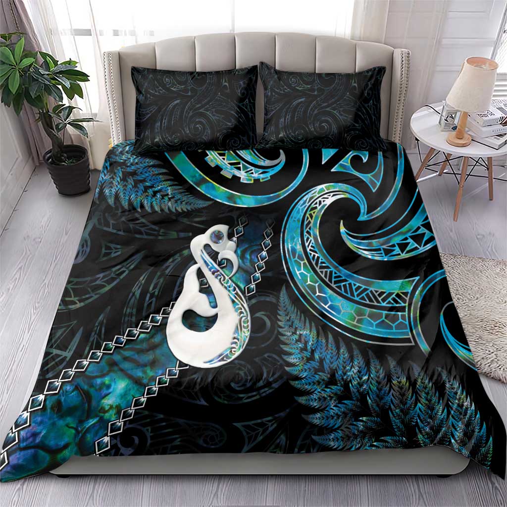 New Zealand Aotearoa Bedding Set Maori Manaia Paua Shell Glitter Turquoise LT05 - Vibe Hoodie Shop