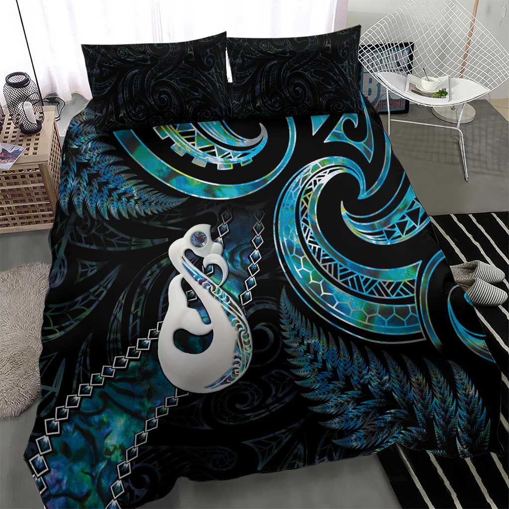 New Zealand Aotearoa Bedding Set Maori Manaia Paua Shell Glitter Turquoise LT05 - Vibe Hoodie Shop