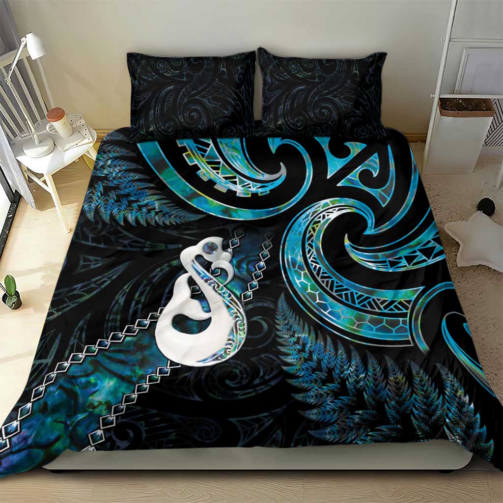 New Zealand Aotearoa Bedding Set Maori Manaia Paua Shell Glitter Turquoise LT05 - Vibe Hoodie Shop