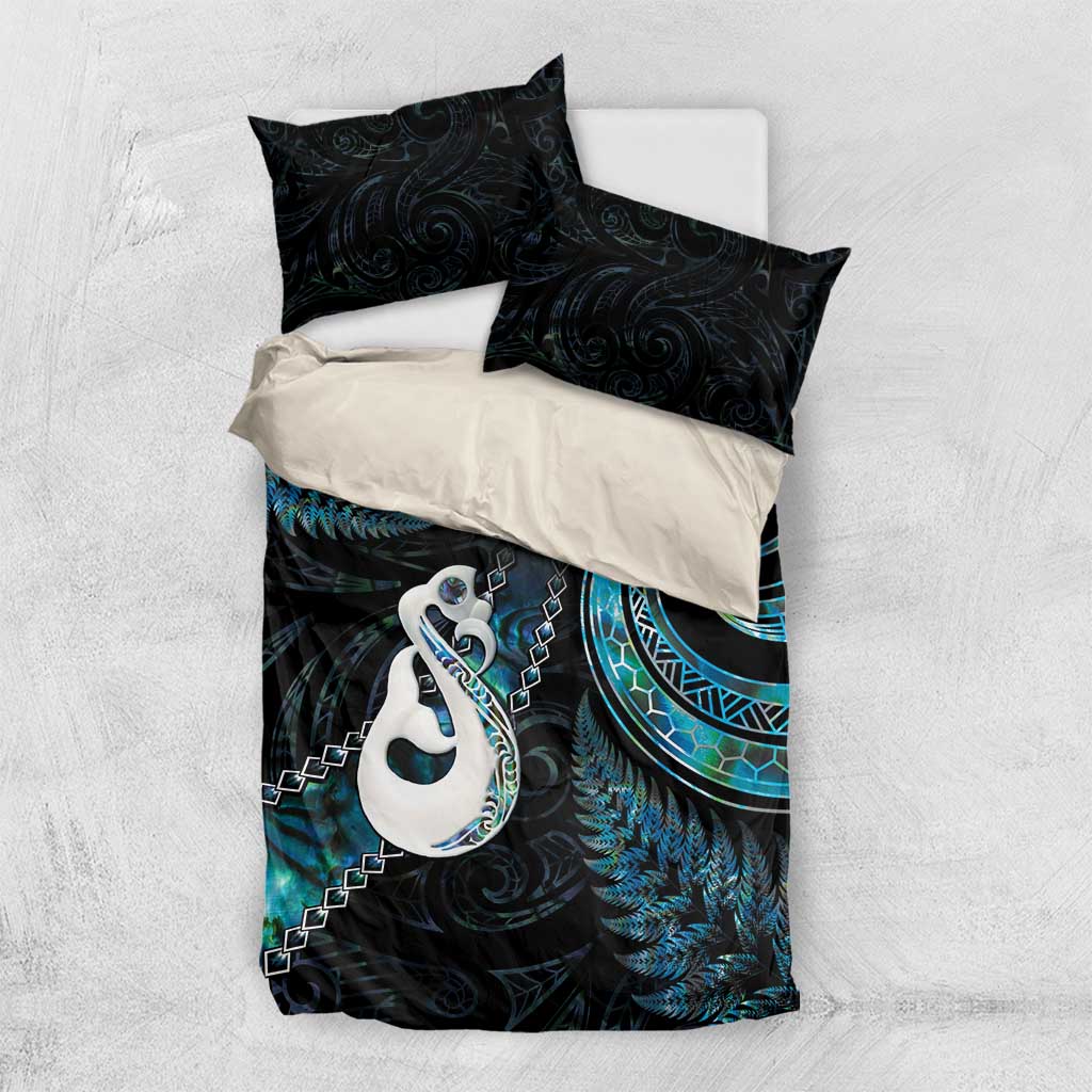 New Zealand Aotearoa Bedding Set Maori Manaia Paua Shell Glitter Turquoise LT05 - Vibe Hoodie Shop
