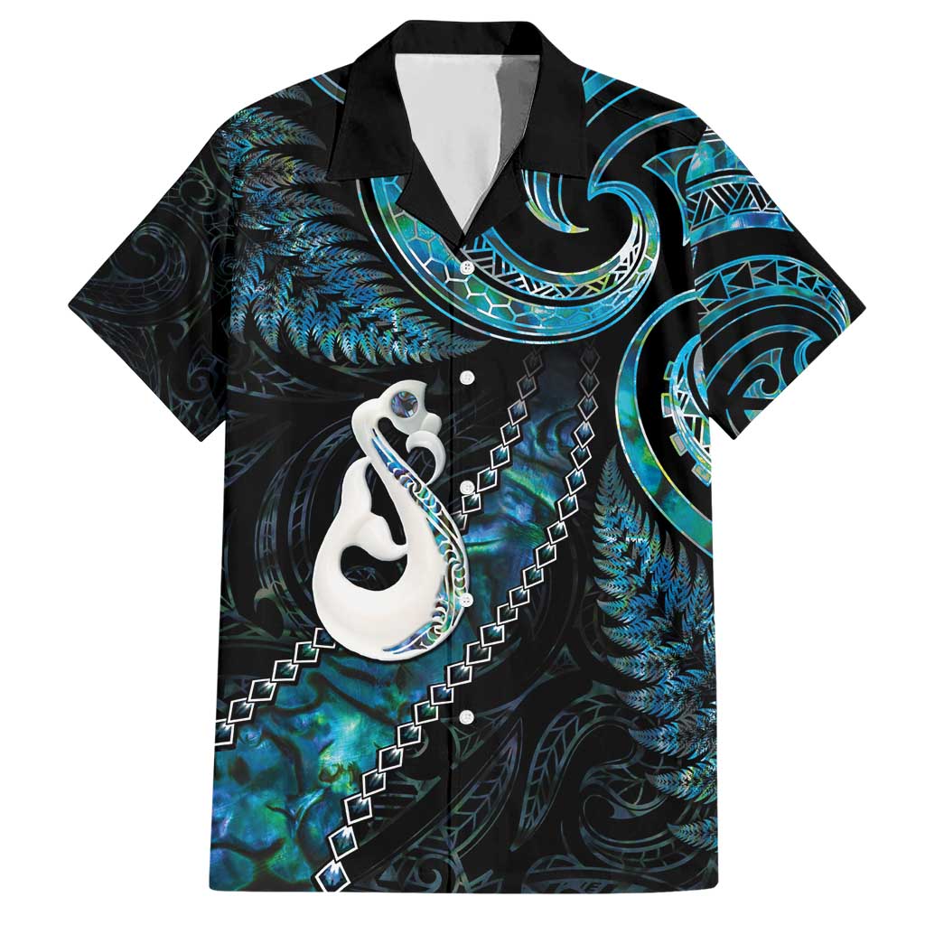 New Zealand Aotearoa Hawaiian Shirt Maori Manaia Paua Shell Glitter Turquoise LT05 - Vibe Hoodie Shop