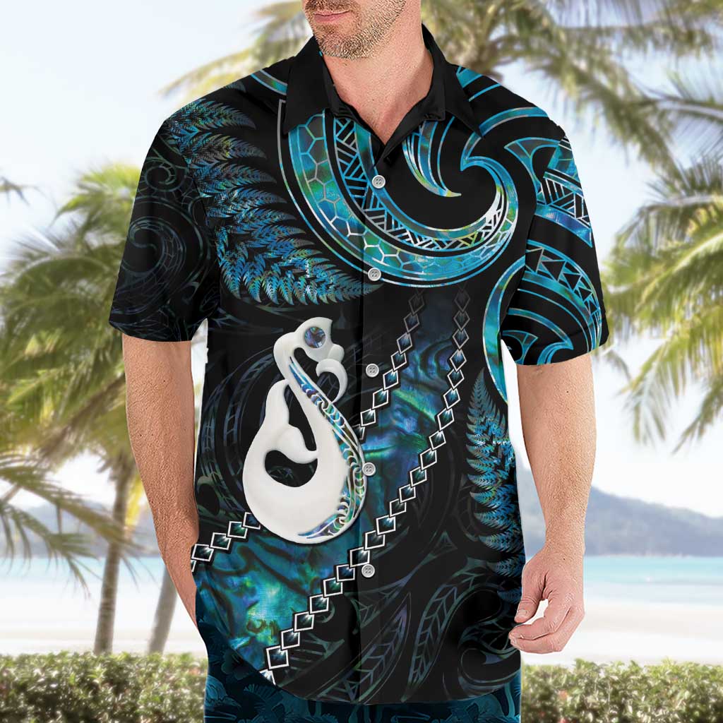 New Zealand Aotearoa Hawaiian Shirt Maori Manaia Paua Shell Glitter Turquoise LT05 - Vibe Hoodie Shop