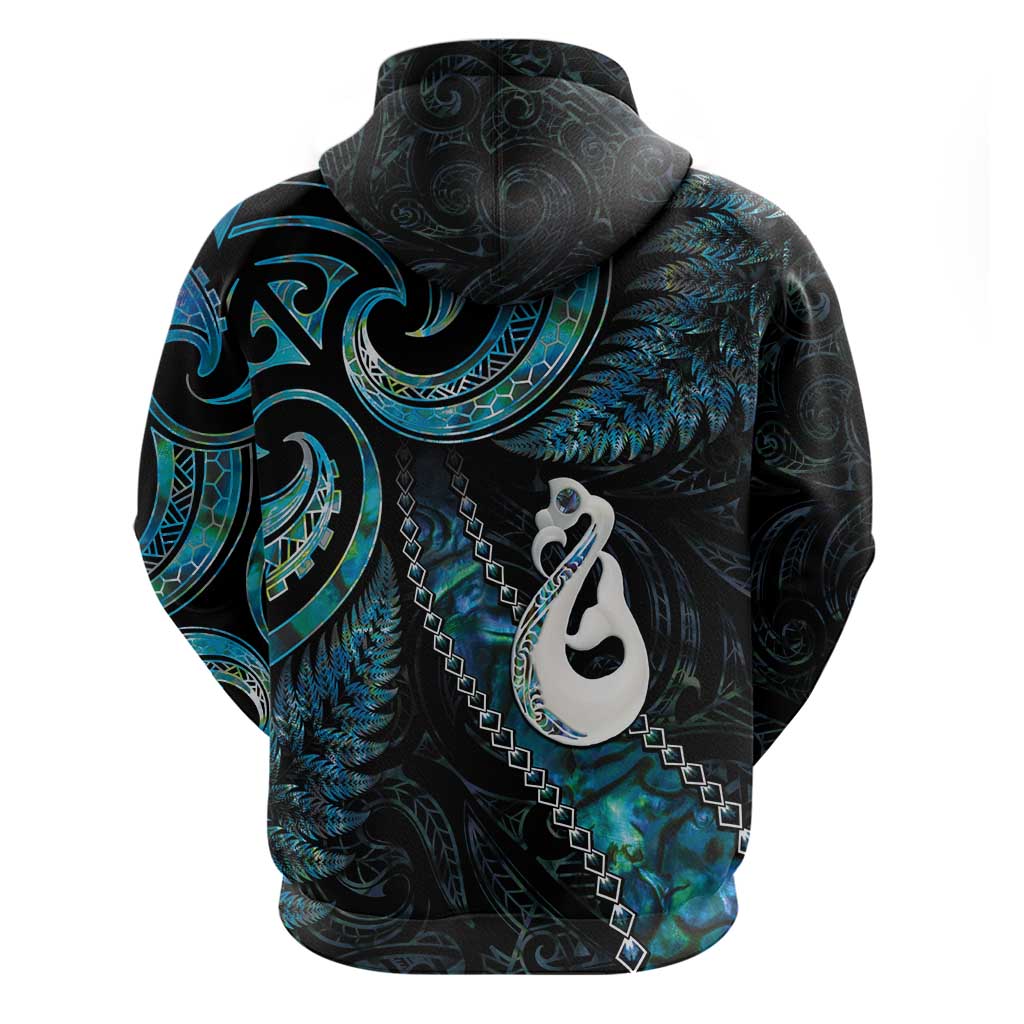 New Zealand Aotearoa Hoodie Maori Manaia Paua Shell Glitter Turquoise LT05 - Vibe Hoodie Shop