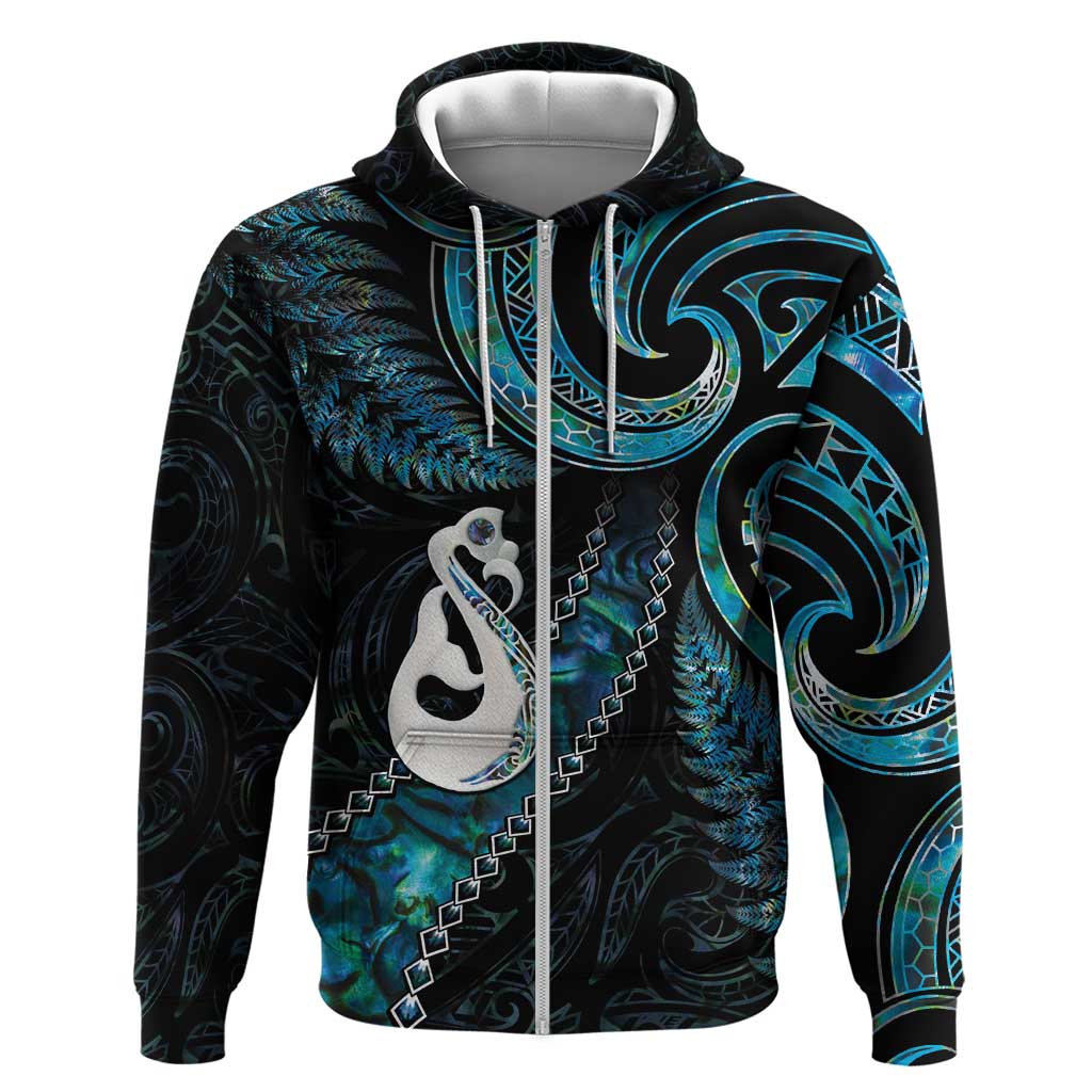 New Zealand Aotearoa Hoodie Maori Manaia Paua Shell Glitter Turquoise LT05 - Vibe Hoodie Shop