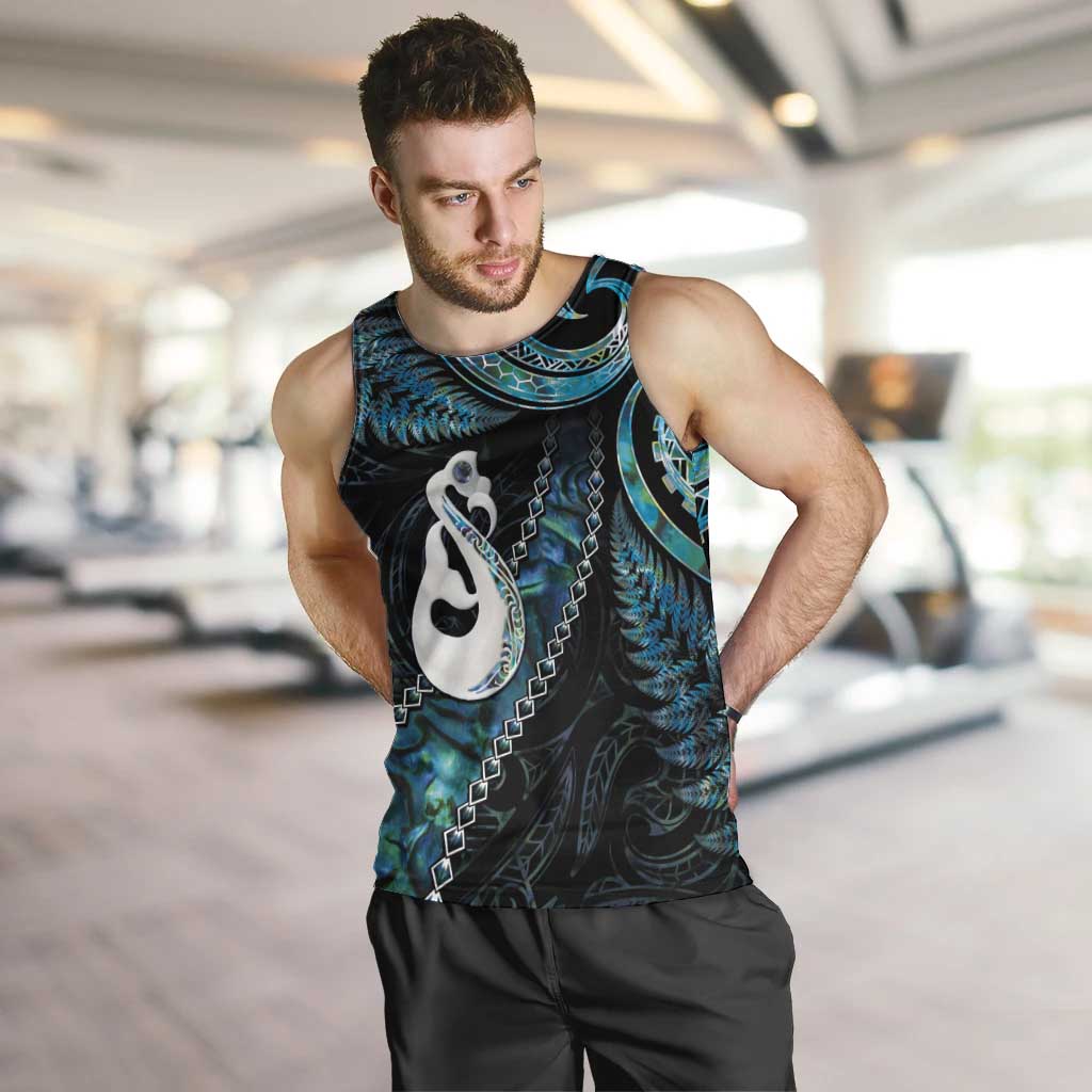 New Zealand Aotearoa Men Tank Top Maori Manaia Paua Shell Glitter Turquoise LT05 - Vibe Hoodie Shop