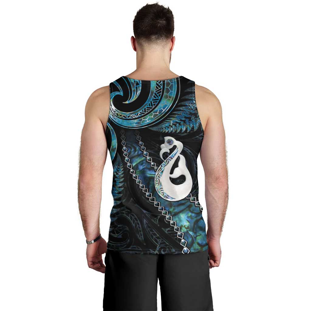 New Zealand Aotearoa Men Tank Top Maori Manaia Paua Shell Glitter Turquoise LT05 - Vibe Hoodie Shop