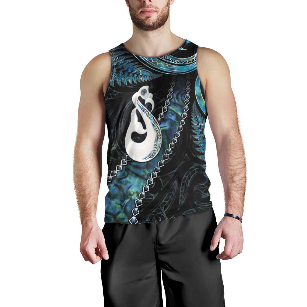 New Zealand Aotearoa Men Tank Top Maori Manaia Paua Shell Glitter Turquoise LT05 - Vibe Hoodie Shop