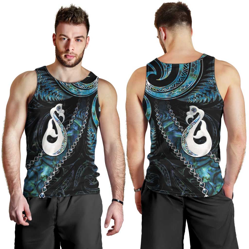 New Zealand Aotearoa Men Tank Top Maori Manaia Paua Shell Glitter Turquoise LT05 - Vibe Hoodie Shop