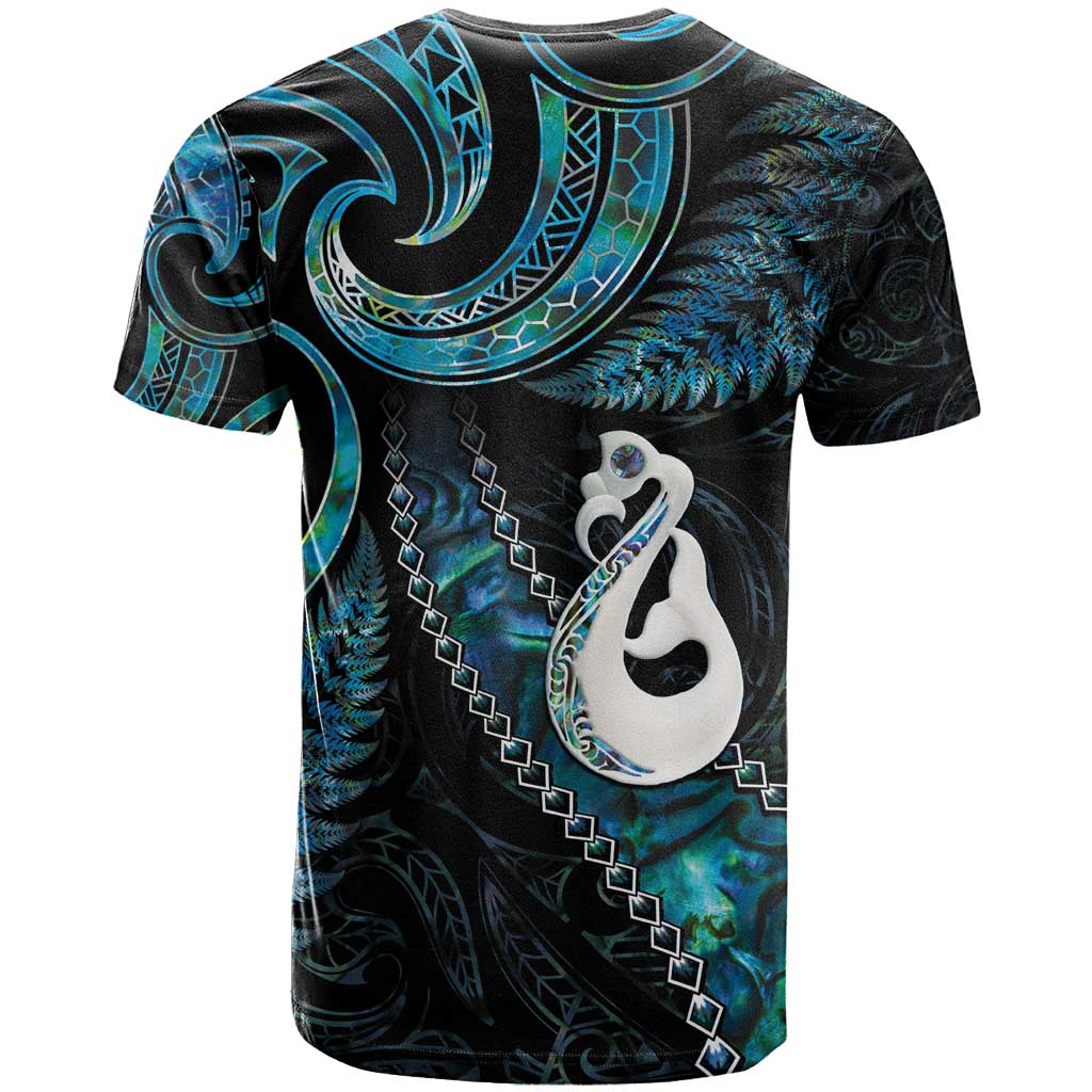 New Zealand Aotearoa T Shirt Maori Manaia Paua Shell Glitter Turquoise LT05 - Vibe Hoodie Shop