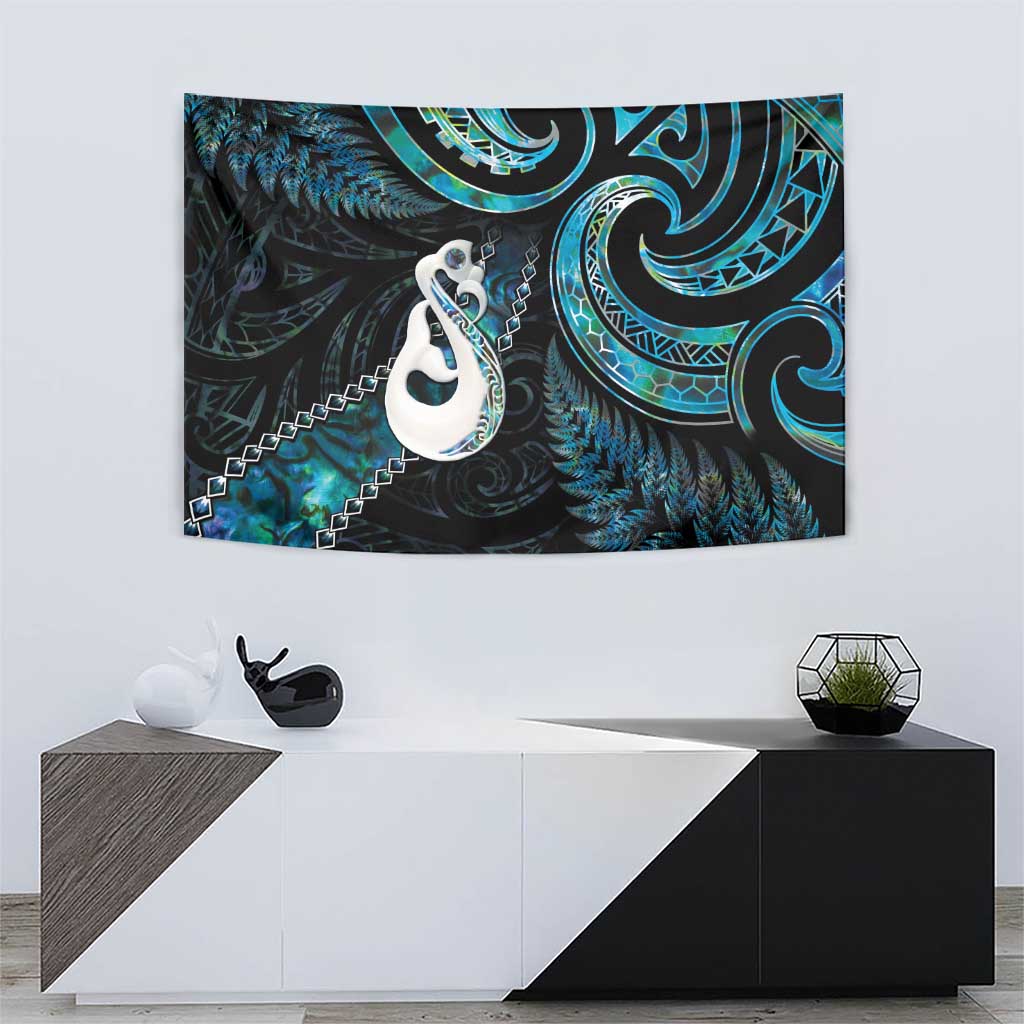 New Zealand Aotearoa Tapestry Maori Manaia Paua Shell Glitter Turquoise LT05 - Vibe Hoodie Shop