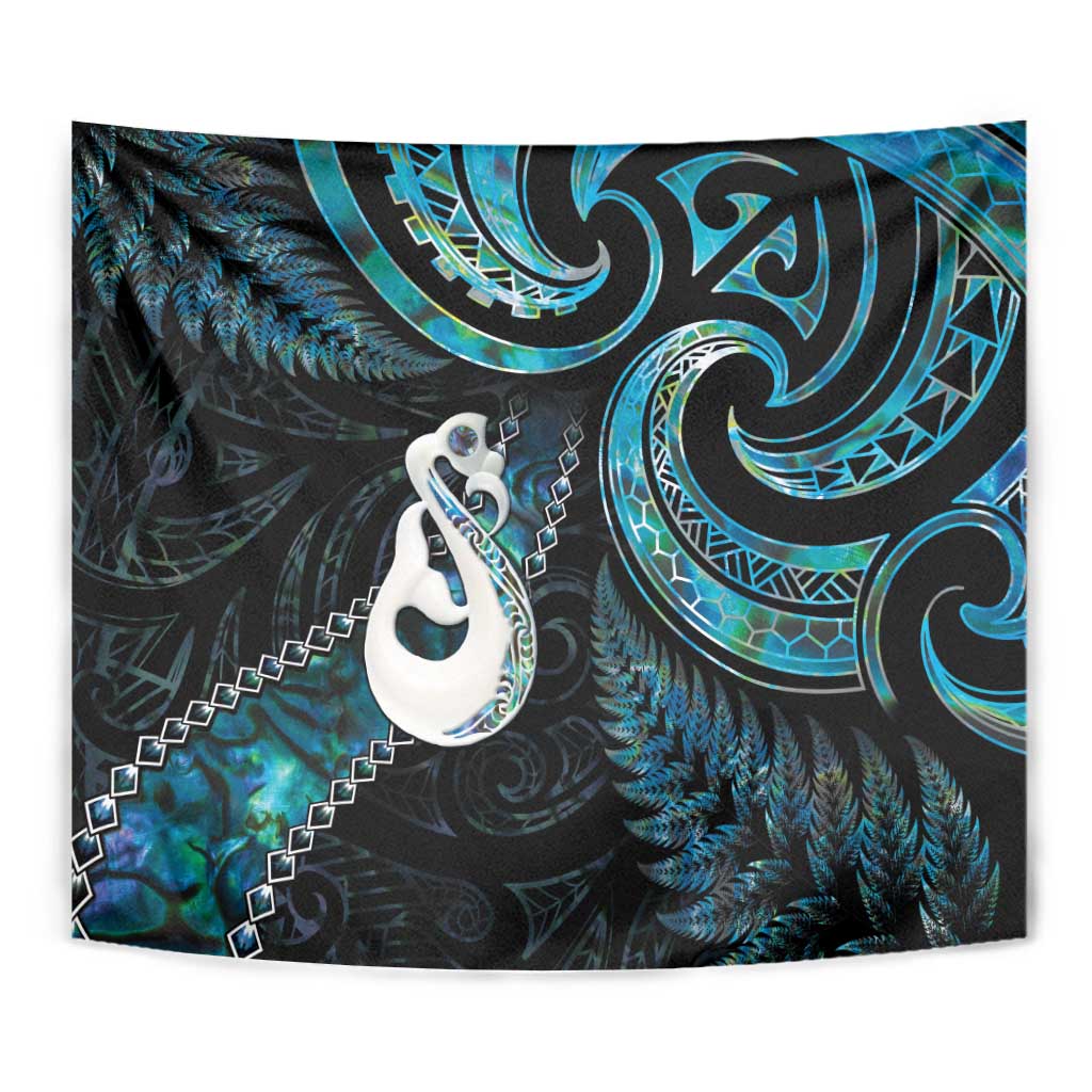 New Zealand Aotearoa Tapestry Maori Manaia Paua Shell Glitter Turquoise LT05 - Vibe Hoodie Shop