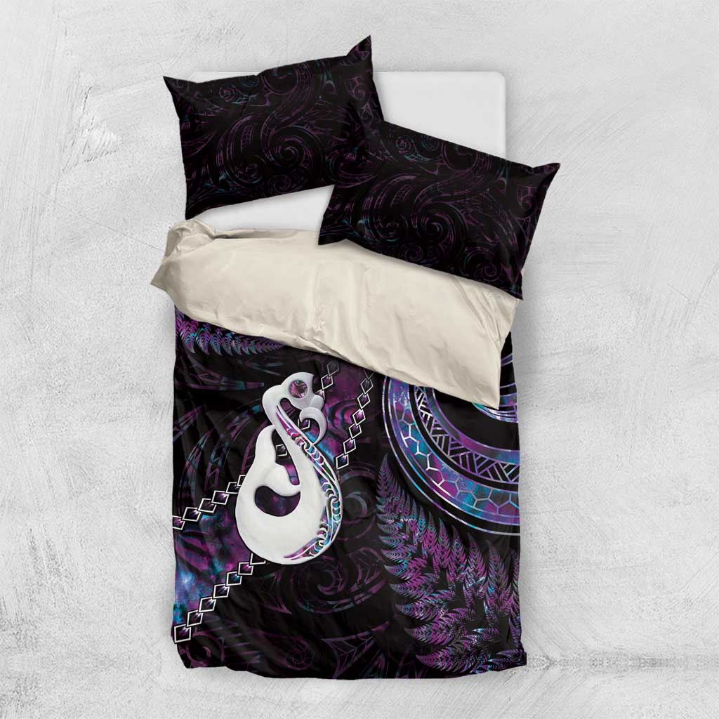 New Zealand Aotearoa Bedding Set Maori Manaia Paua Shell Glitter Purple LT05 - Vibe Hoodie Shop