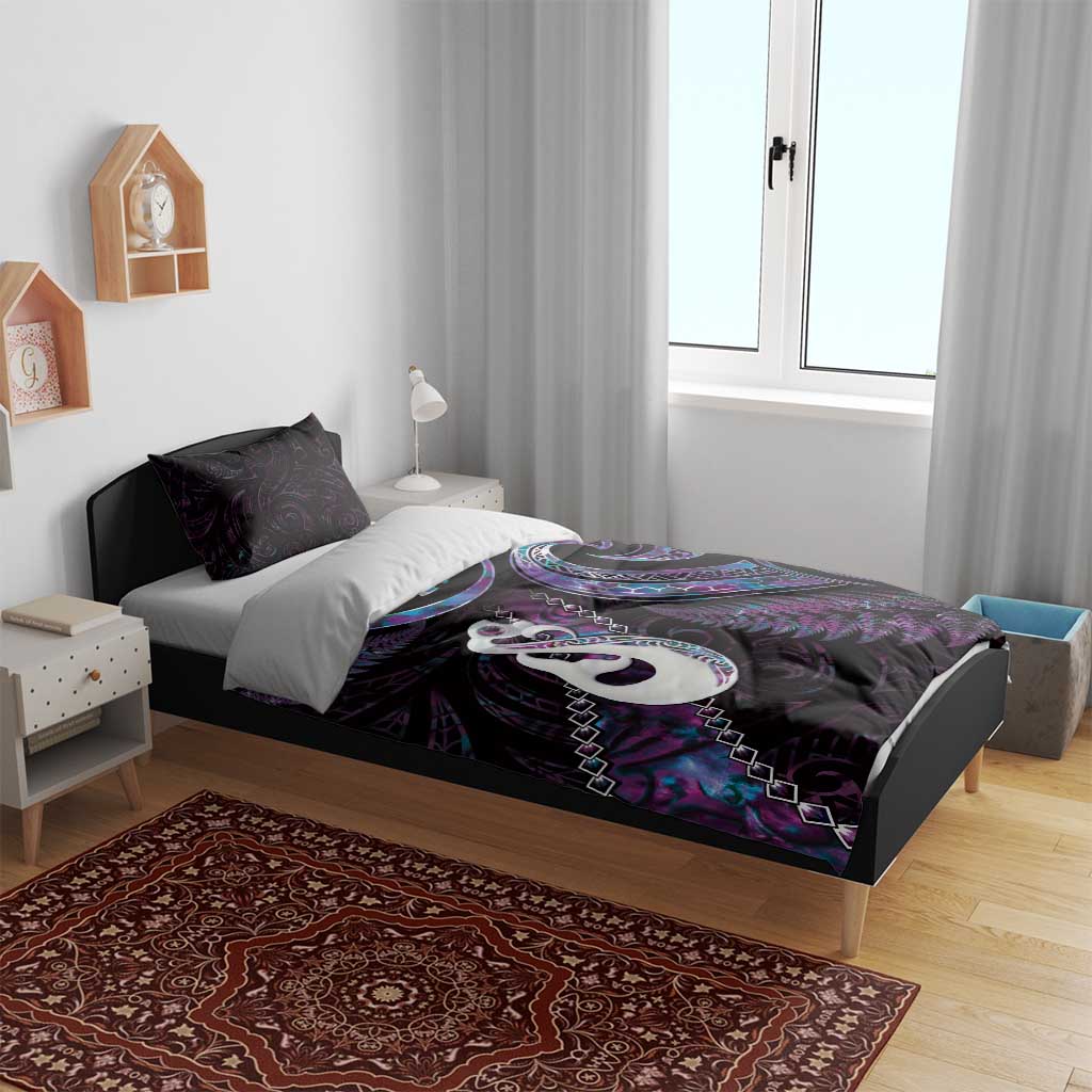 New Zealand Aotearoa Bedding Set Maori Manaia Paua Shell Glitter Purple LT05 - Vibe Hoodie Shop
