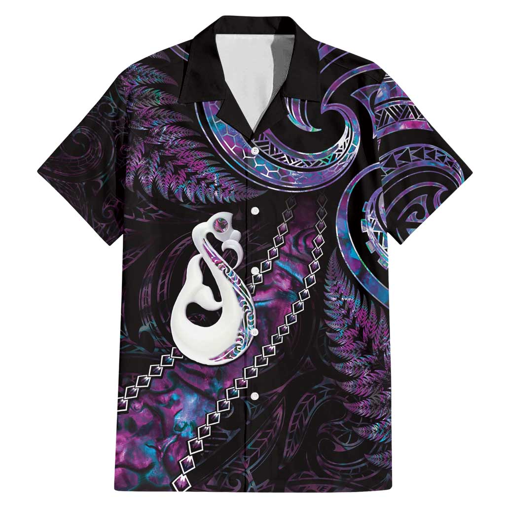 New Zealand Aotearoa Family Matching Mermaid Dress and Hawaiian Shirt Maori Manaia Paua Shell Glitter Purple