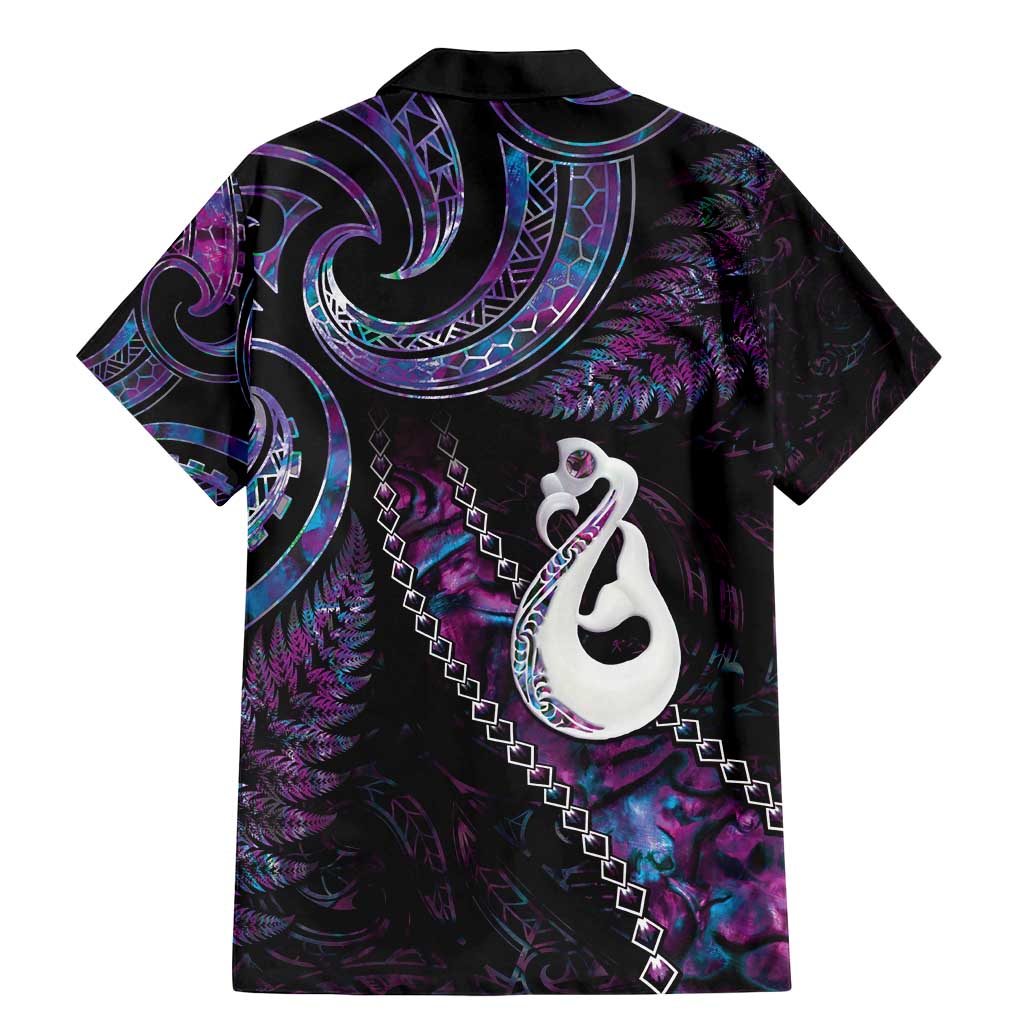 New Zealand Aotearoa Family Matching Mermaid Dress and Hawaiian Shirt Maori Manaia Paua Shell Glitter Purple