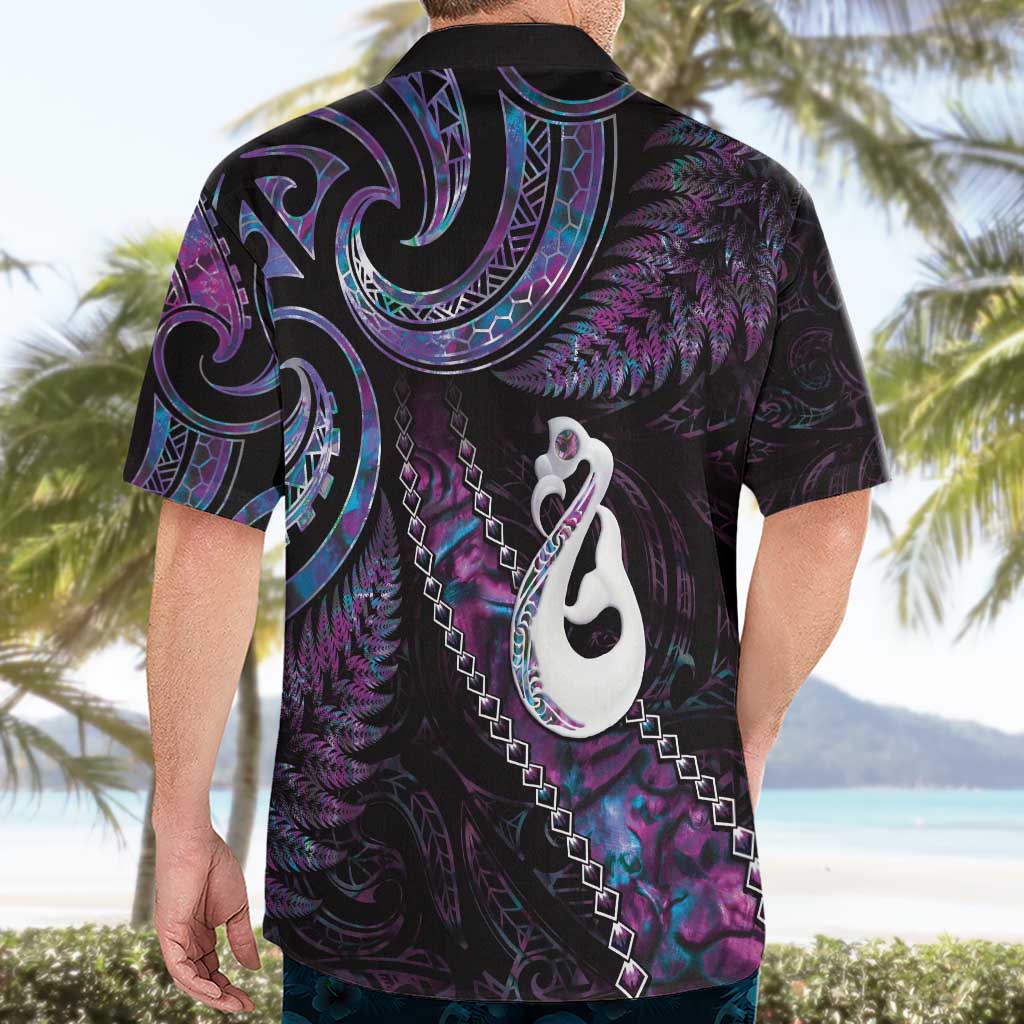 New Zealand Aotearoa Hawaiian Shirt Maori Manaia Paua Shell Glitter Purple LT05 - Vibe Hoodie Shop