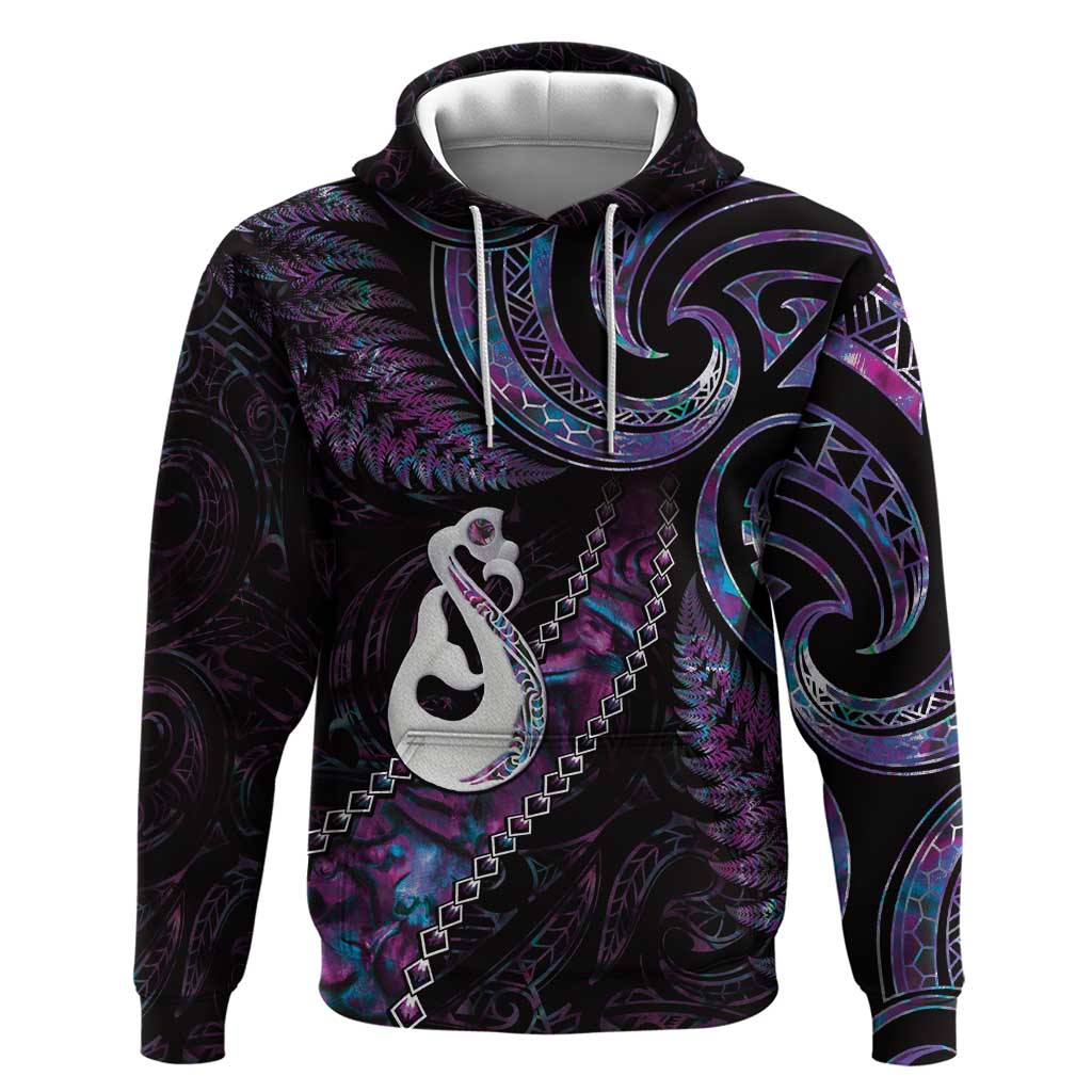 New Zealand Aotearoa Hoodie Maori Manaia Paua Shell Glitter Purple LT05 - Vibe Hoodie Shop